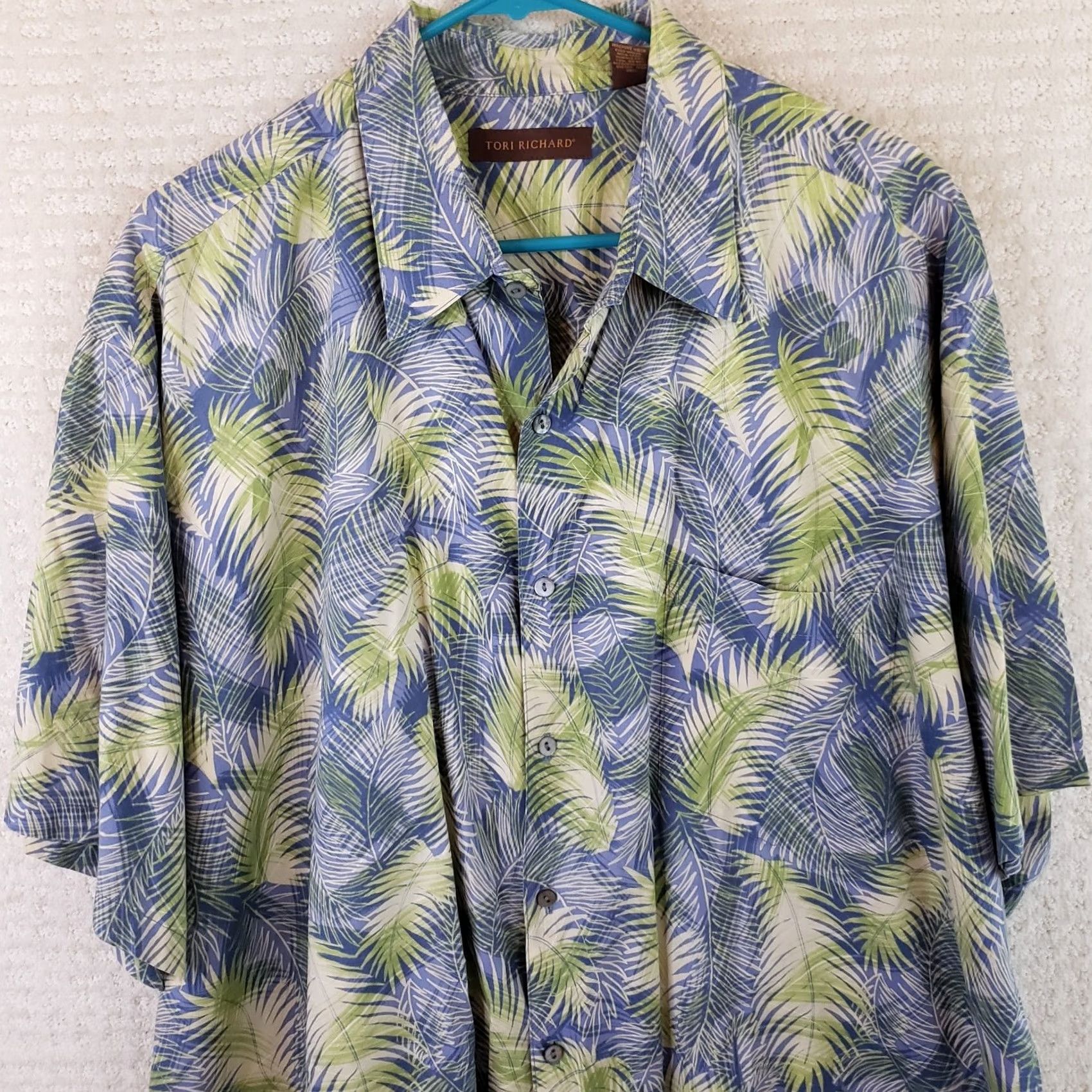 Tori Richard Tori Richard Shirt Mens 2XL Blue Aloha Tropical Cotton Lawn Floral Button Size US XXL / EU 58 / 5 - 2 Thumbnail