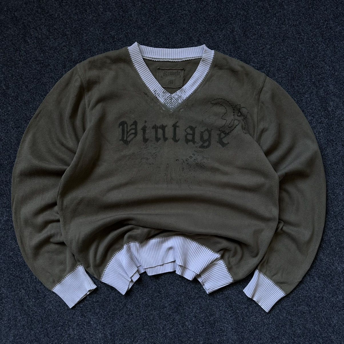 Le Grande Bleu (L.G.B.) VTG Knit V Neck Sweater Vintage Green Y2K 00s Size M Grunge Size US M / EU 48-50 / 2 - 3 Thumbnail
