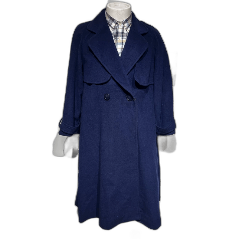 80’s Dior double breasted long wool coat Vintage 70s/80s Christian Dior Double Breasted Navy Blue Wool Coat