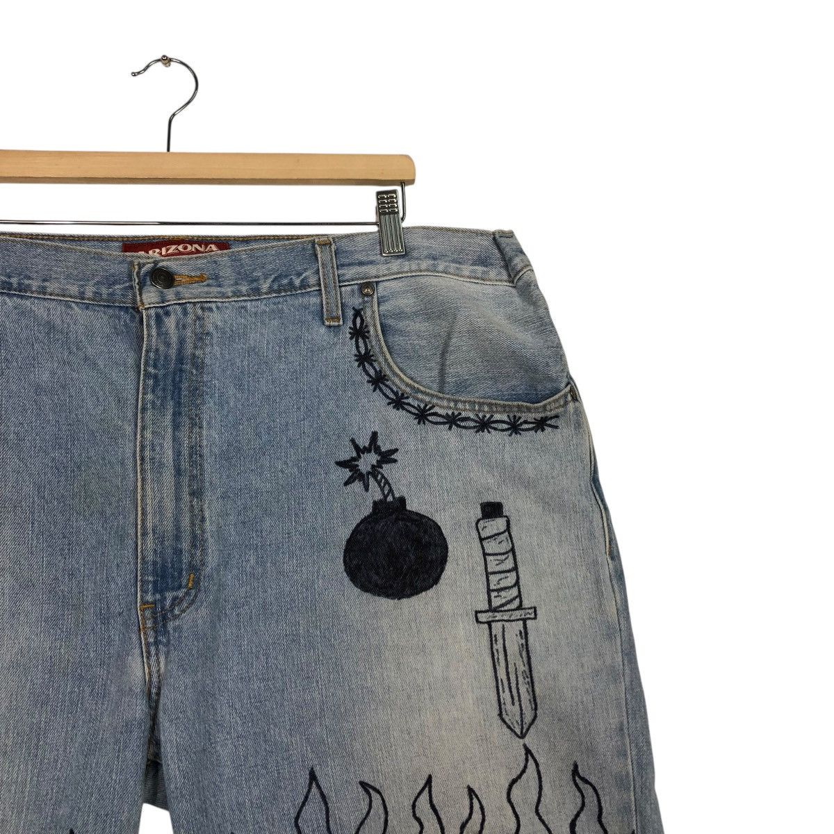Vintage 🔥VINTAGE BIKER SHORT DENIM PANTS ARIZONA SKELETON DESIGN Size US 38 / EU 54 - 8 Thumbnail