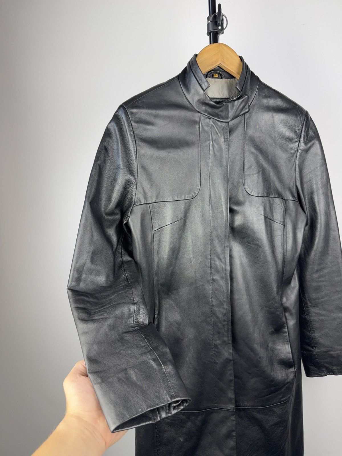 Vintage Vintage 90s Leather Opium Punk Coat Trench Retro Y2K Size M / US 6-8 / IT 42-44 - 3 Thumbnail