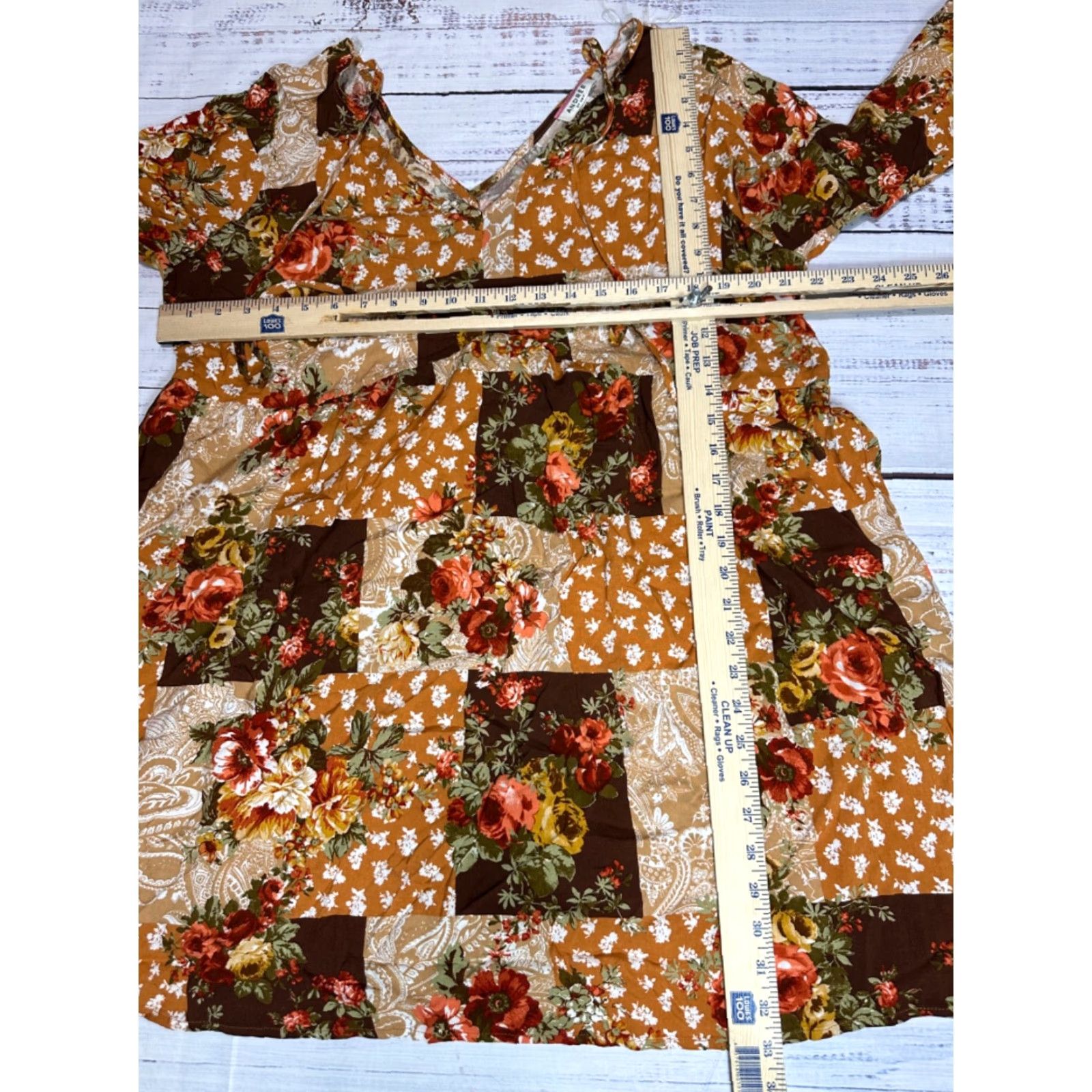 Vintage Andree By Unit Womens Blouse Tunic 1X Plus Orange Long Bell Sleeve Patchwork Shirt Tops Womens Plus Size Size XL / US 12-14 / IT 48-50 - 2 Thumbnail