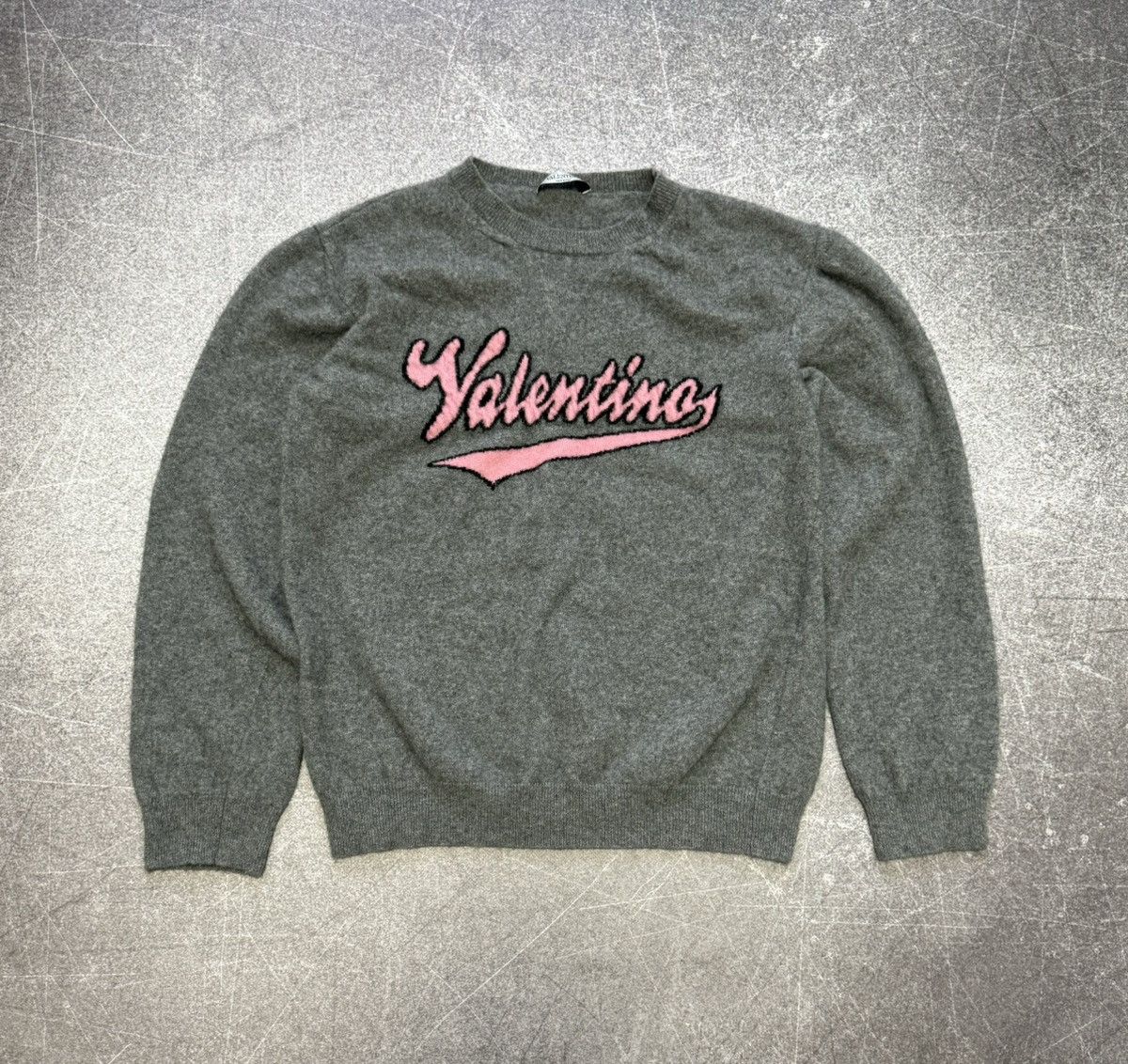 VALENTINO Grey Wool Cashmere pink sweater