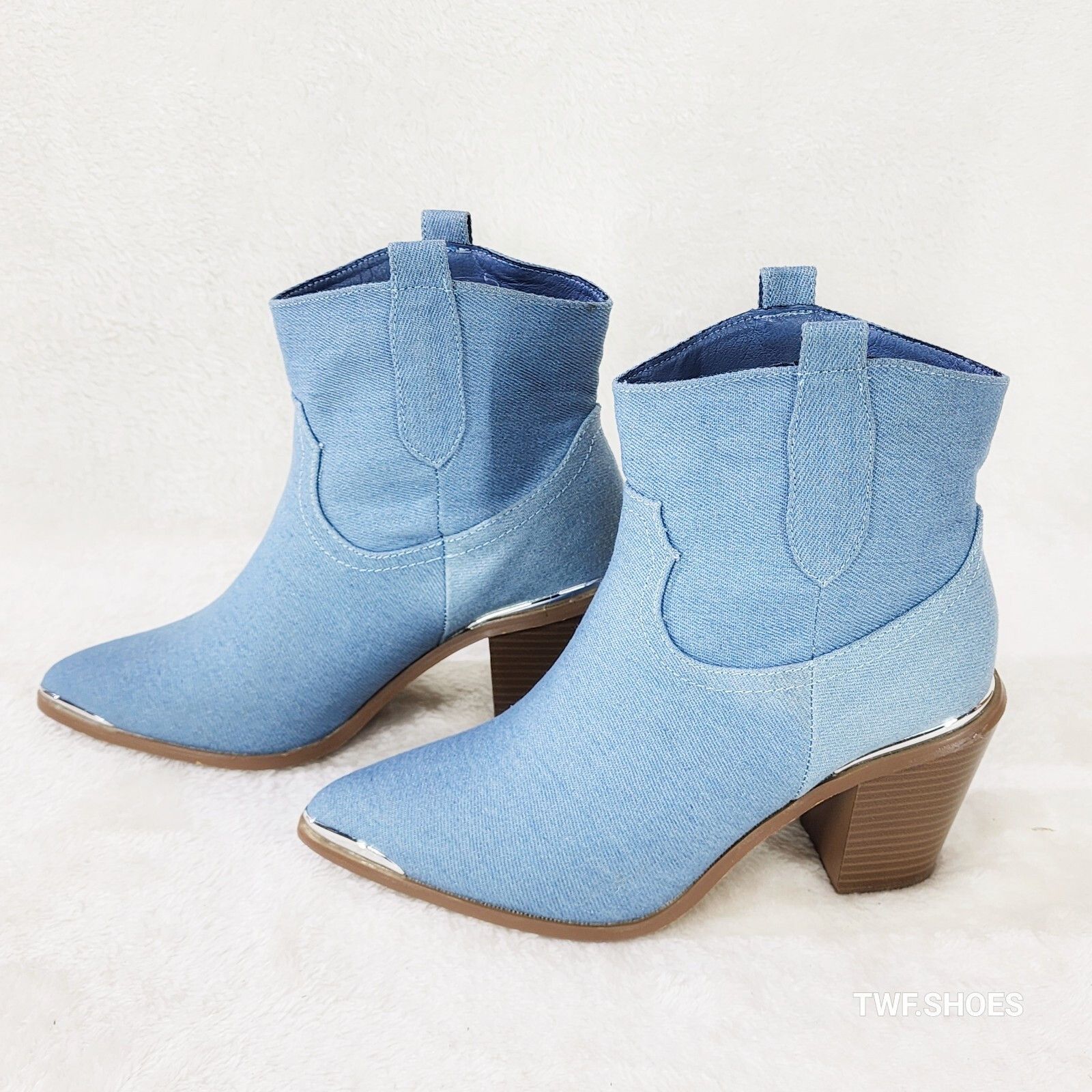 Other West World Denim Blue Cowgirl Country Western Ankle Boots (U Size US 10 / IT 40 - 1 Thumbnail