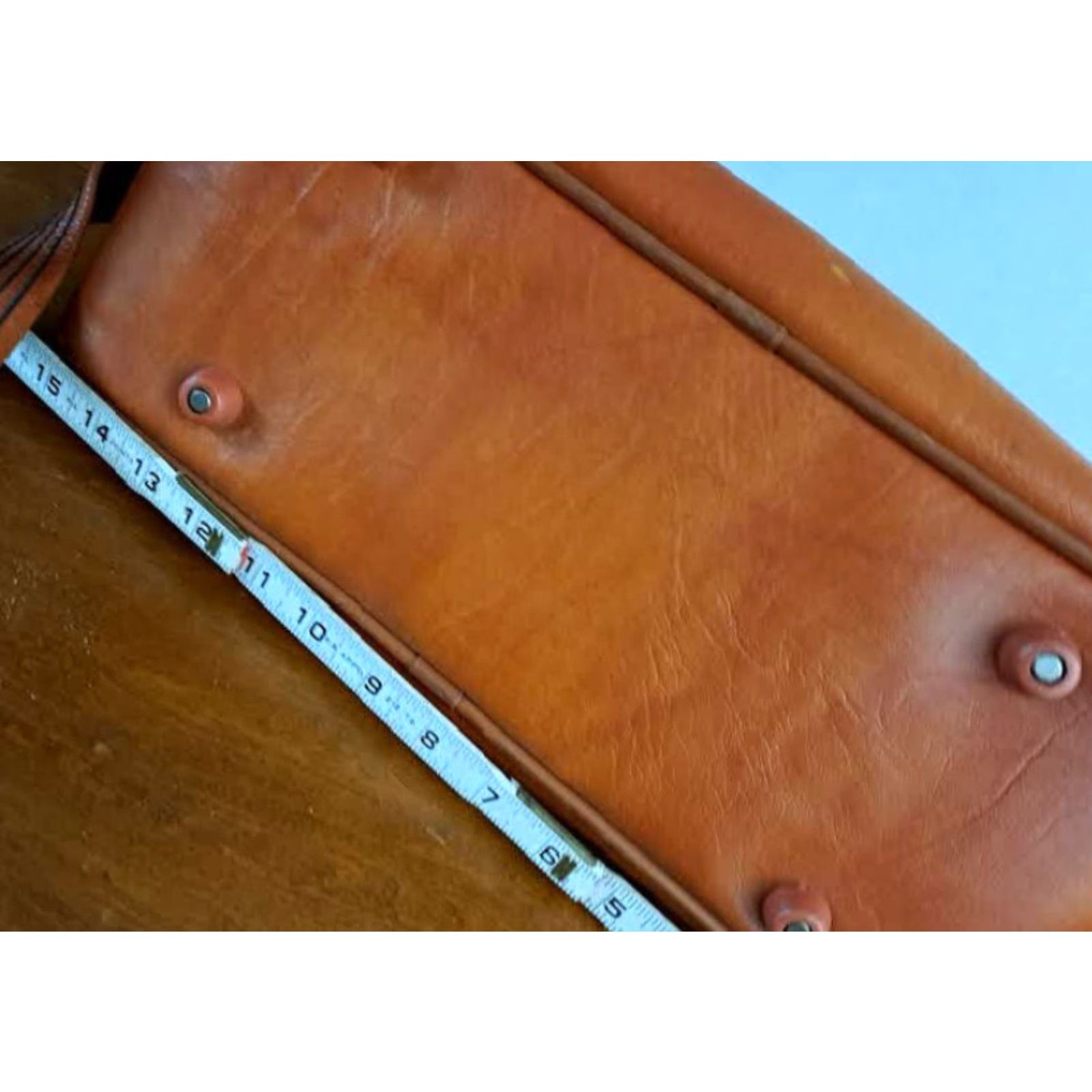 Sears VINTAGE Sears Brown Leather Travel Bag EUC Shoulder Bag Unisex Adults Medium 16x12x10 Travel Nylon Lining Buckle Zip Customized DB Cooper Pattern Size ONE SIZE - 6 Thumbnail