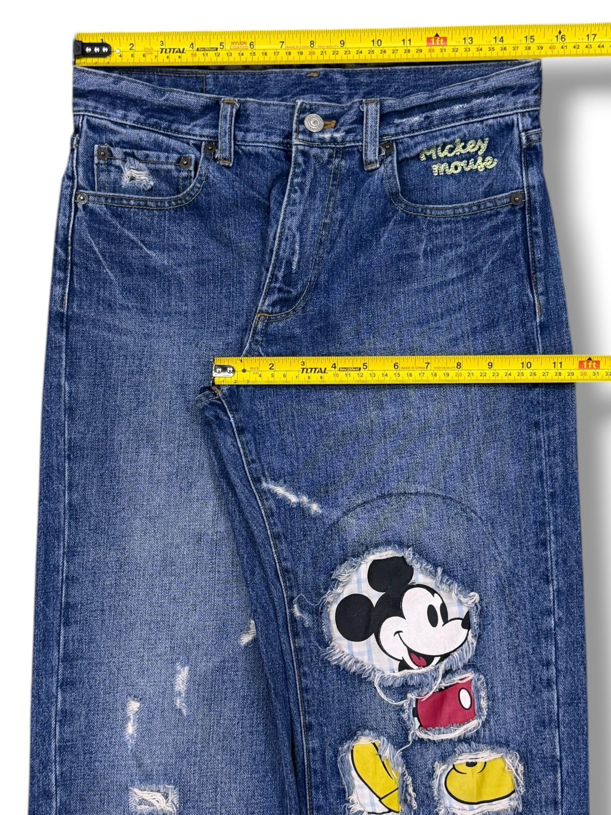 Mickey Mouse Vintage Disney Mickey Mouse Distressed Patchwork Y2K Denim Size US 30 / EU 46 - 14 Thumbnail