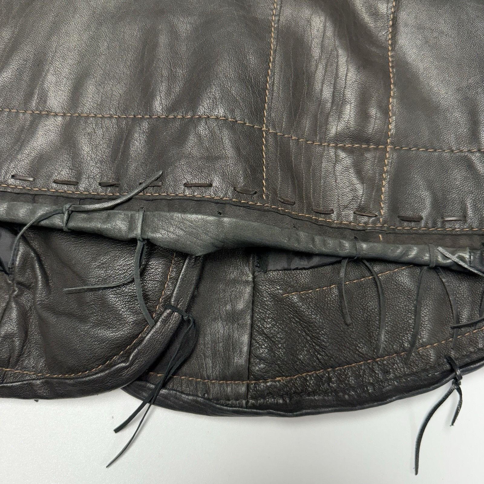 Vintage Burns 1876 Womens Leather Jacket Black Fringe Western Biker Size M / US 6-8 / IT 42-44 - 11 Thumbnail