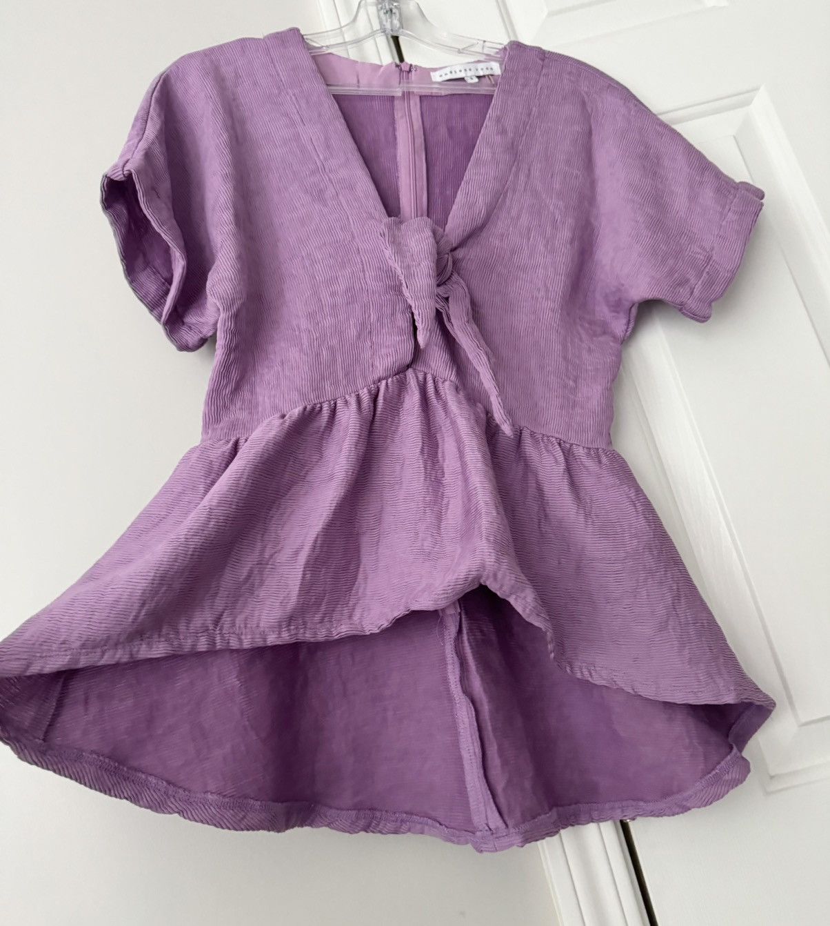 Endless Endless Rose Lavender Deep-V Front Knot Peplum Top, Size S Size S / US 4 / IT 40 - 4 Thumbnail
