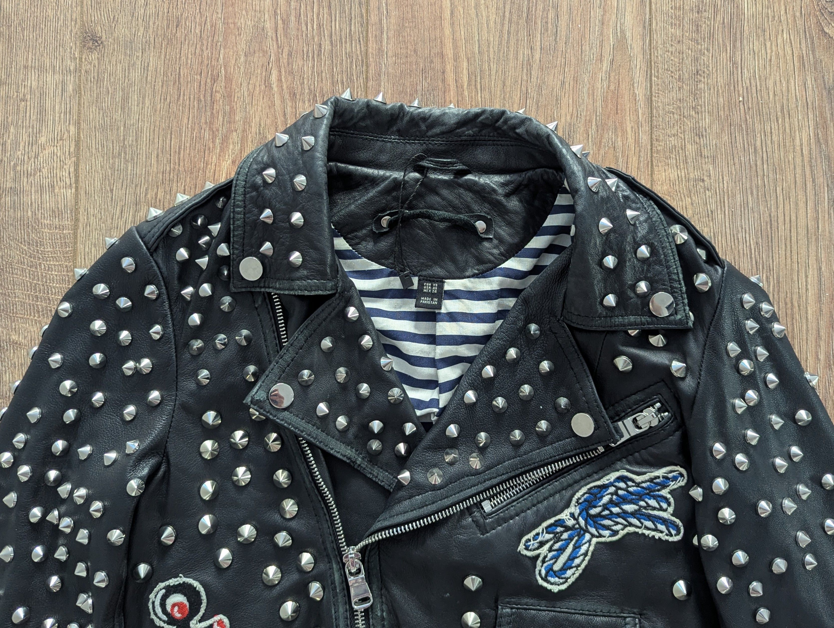 Zara Zara Studded cMotorcycle Biker Jacket Sailor Patches Size XS / US 0-2 / IT 36-38 - 5 Thumbnail