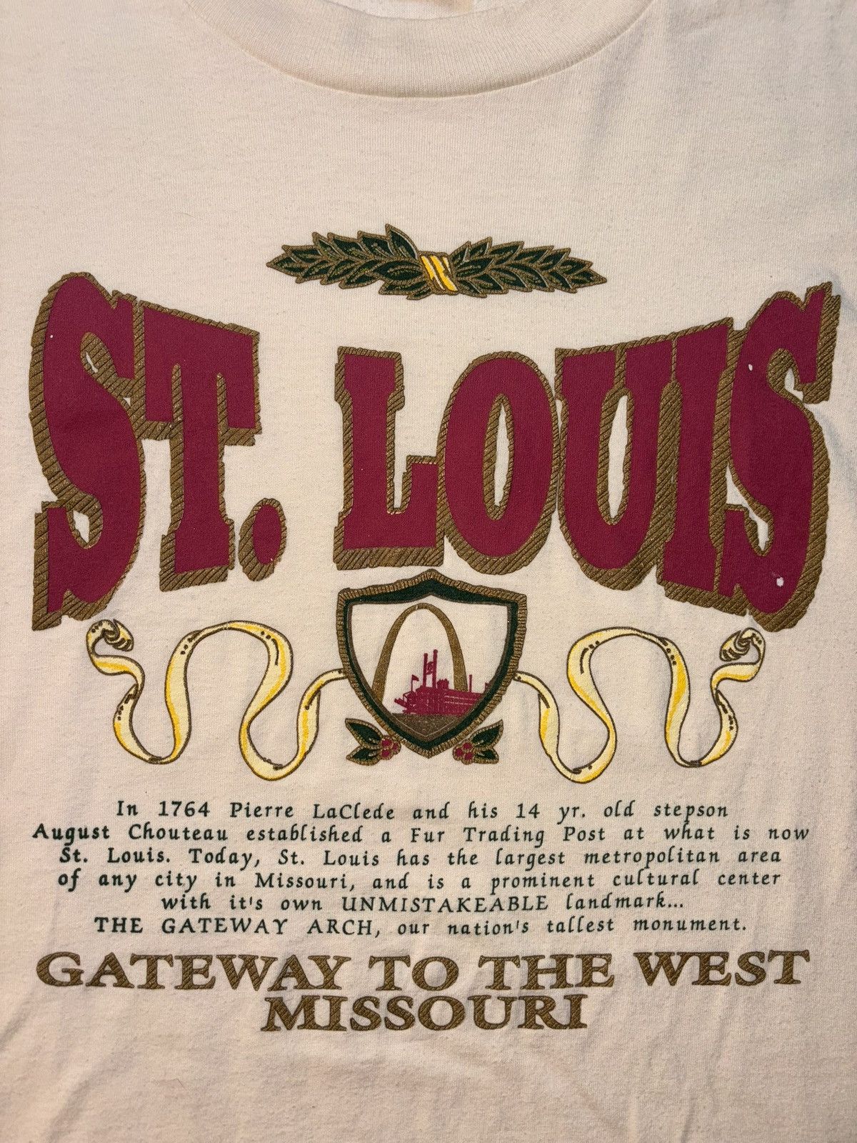 Fruit Of The Loom Vtg St Louis Missouri City Tourist Souvenir 90’s USA Tshirt Size US L / EU 52-54 / 3 - 2 Thumbnail