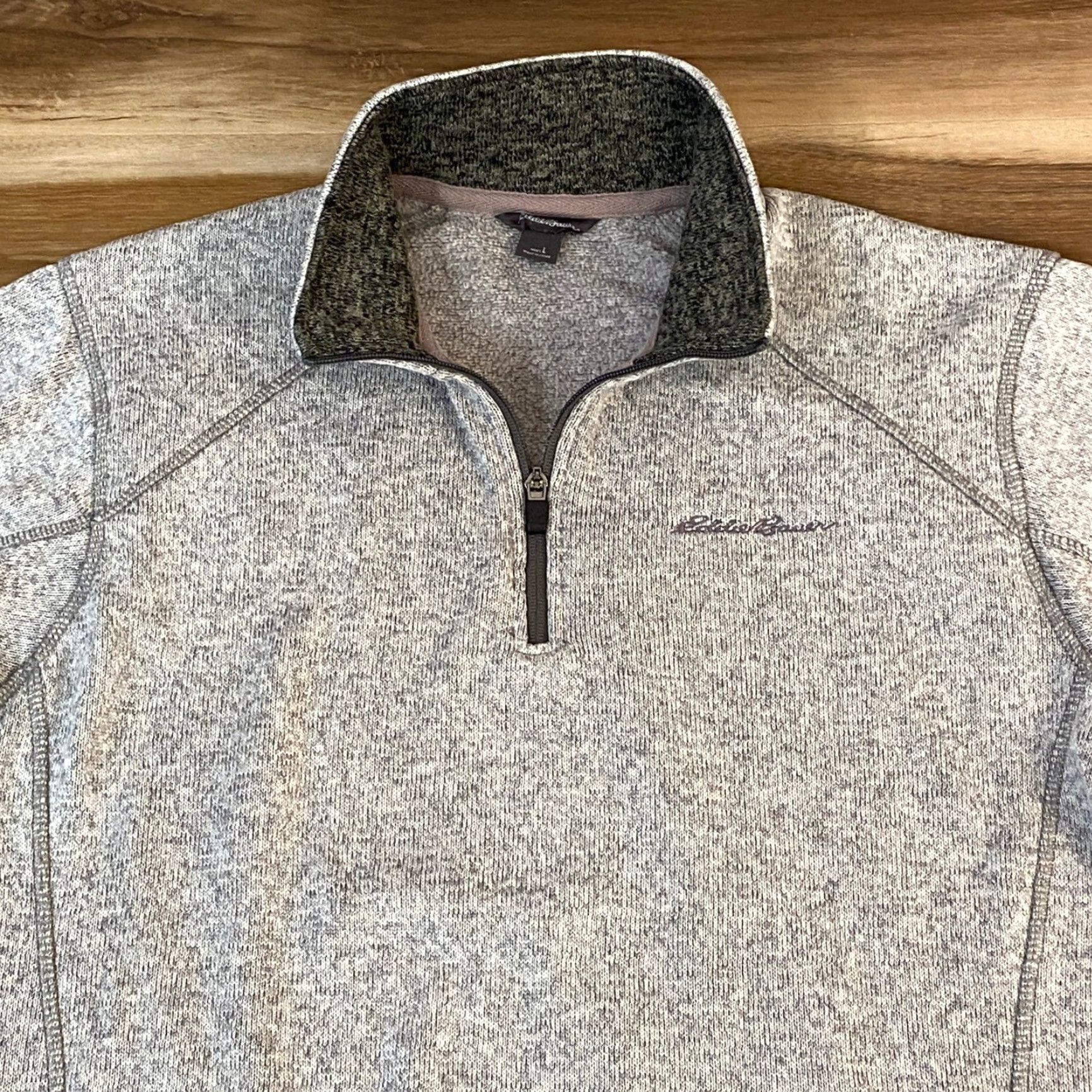 Eddie Bauer Eddie Bauer Sweater Fleece Pullover Mens L Gray Marl 1/4 Zip Mock Neck Logo Embroidered Warm Casual Outdoor Knit Pullover Men Size US L / EU 52-54 / 3 - 2 Thumbnail