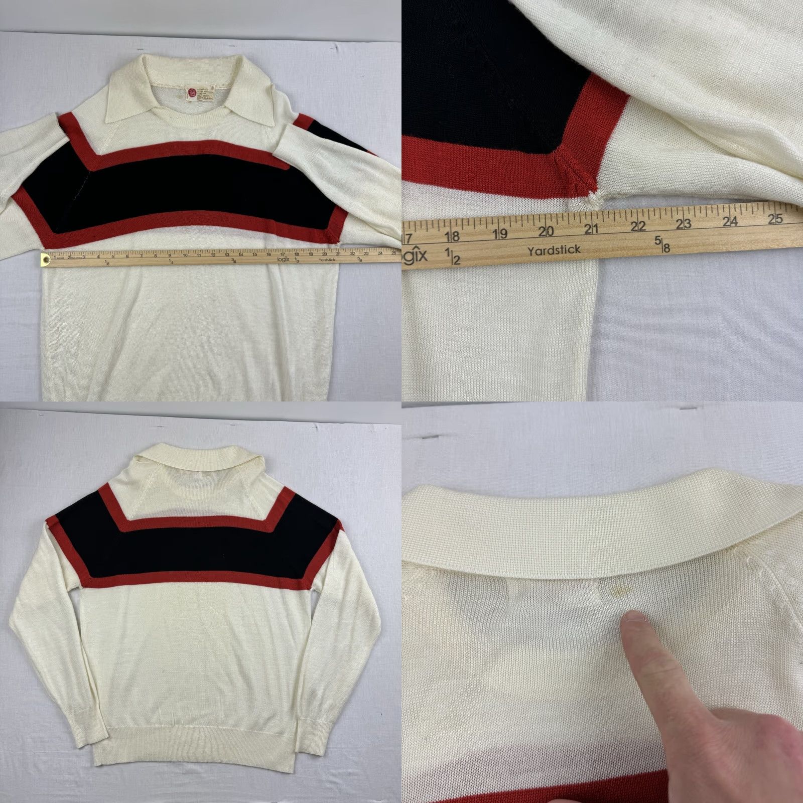 Sears VINTAGE Sears Sweater Men Adult XL White Striped Collared Pullover Classic 60s Mens Size US XL / EU 56 / 4 - 8 Thumbnail