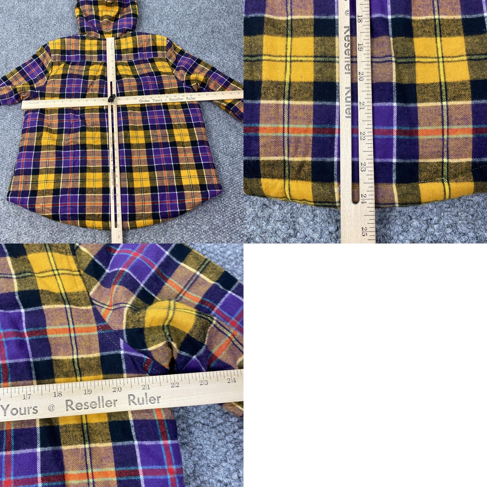 Vintage LL Bean Jacket Womens Medium Petite Yellow Plaid Flannel Hooded Sherpa Lined Size M / US 6-8 / IT 42-44 - 8 Thumbnail