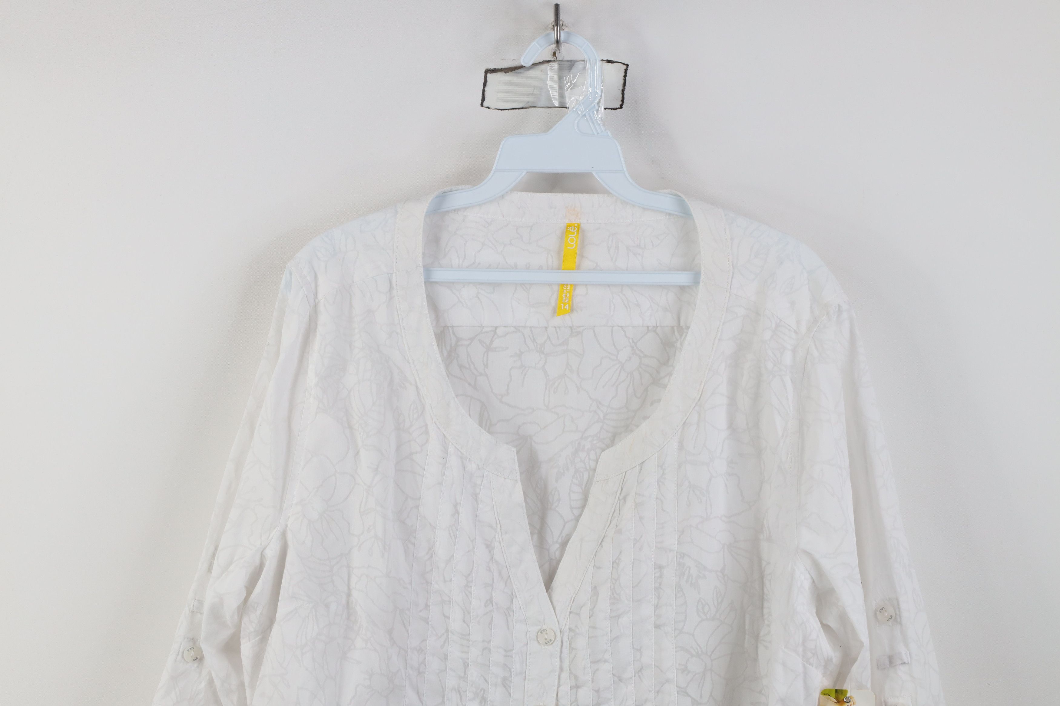 Vintage New Lole Print Flower Ruffled Dreamy Button Shirt White Size XL / US 12-14 / IT 48-50 - 2 Thumbnail