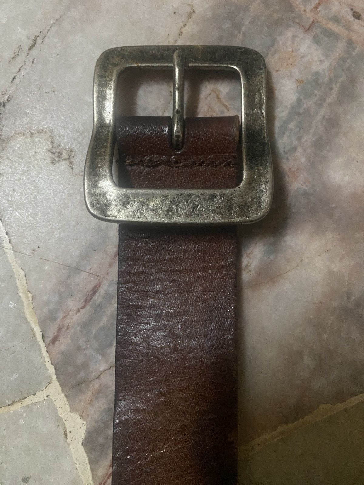 Genuine Leather Vintage Brown Leather Belt With Boho Floral Design Size ONE SIZE - 2 Thumbnail