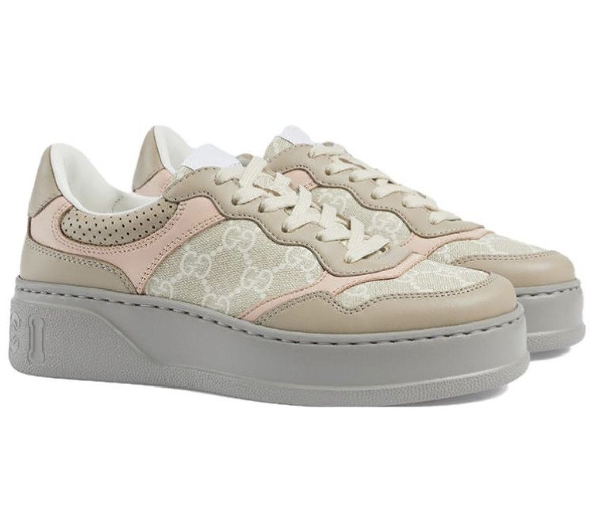 Gucci Gucci GG Logo Sneaker Oatmeal Light Pink Sneaker Size US 11 / IT 41 - 1 Thumbnail