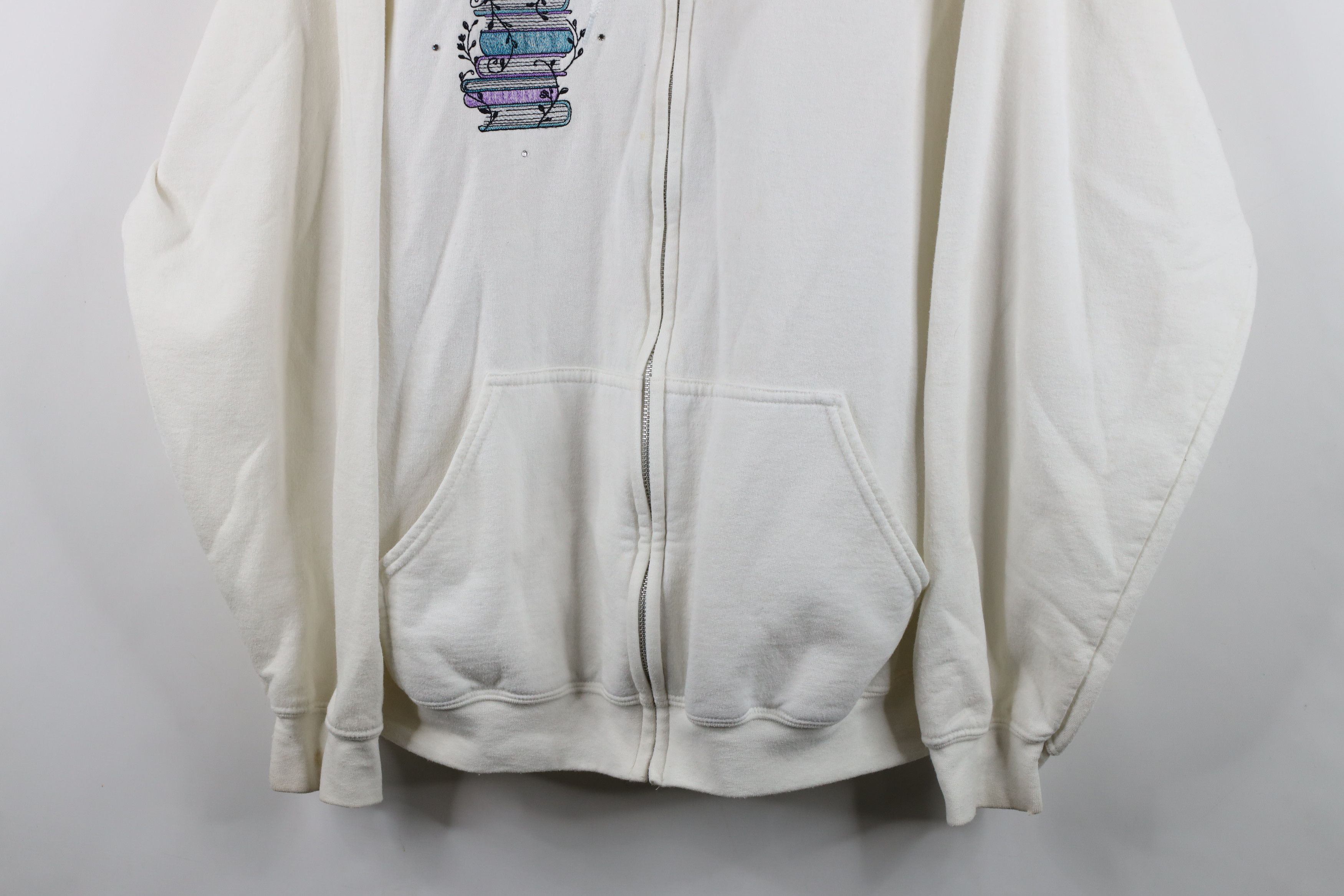 Vintage Vintage 90s Y2K Streetwear Cat Kitten Reading Zip Hoodie Size XXL / US 16-18 / IT 52-54 - 3 Thumbnail