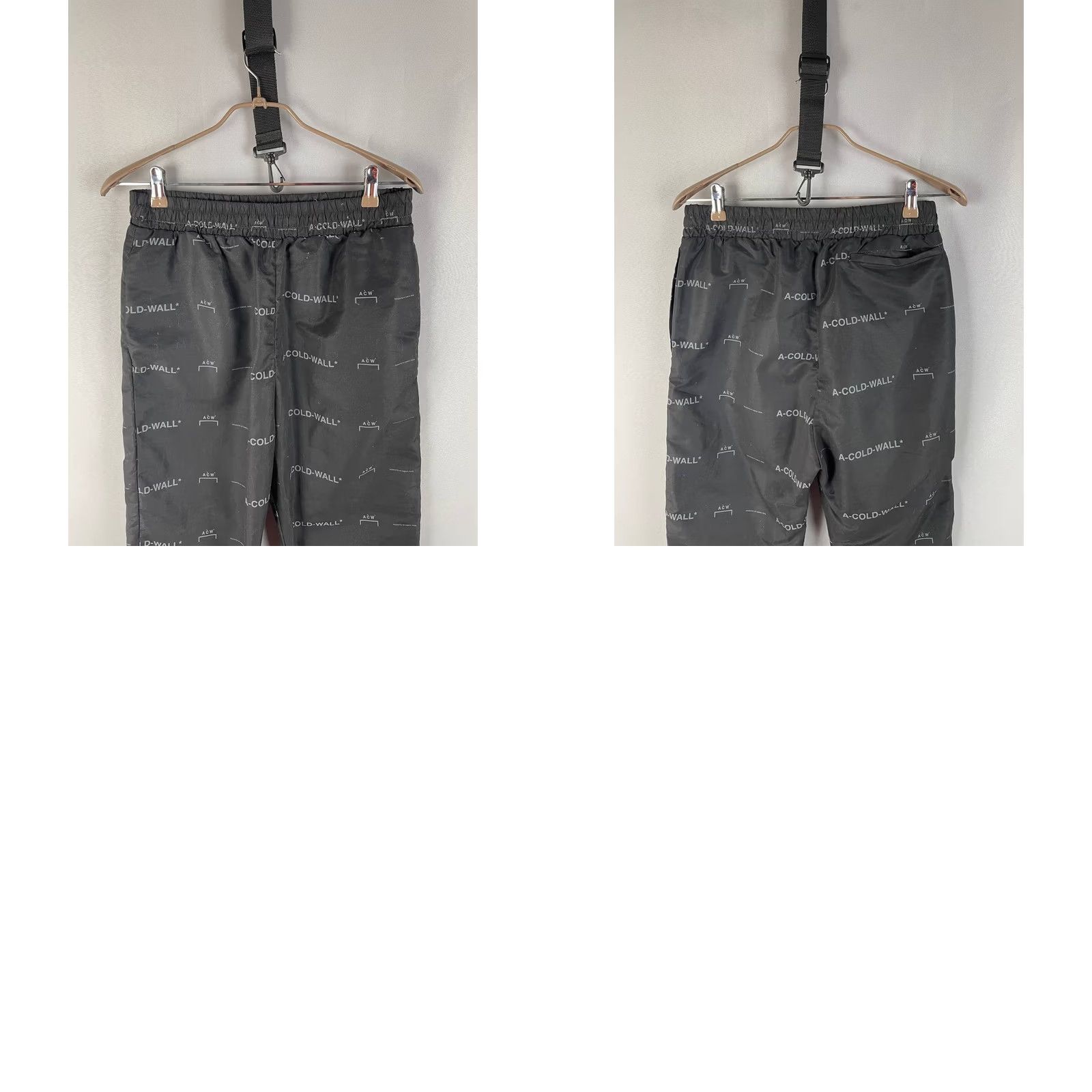 Vintage A-Cold-Wall Jogger Pants Mens L Black Polyester Elastic Waist Trouser Fashion Slim Casual Workwear Activewear Regular Fit Straight Leg Pants Size US 33 - 9 Thumbnail