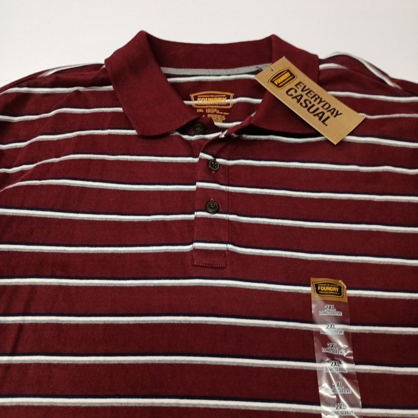 Other The Foundry Polo Shirt Men's Size 2XL XXL Burgundy Stripped Size US XXL / EU 58 / 5 - 3 Thumbnail
