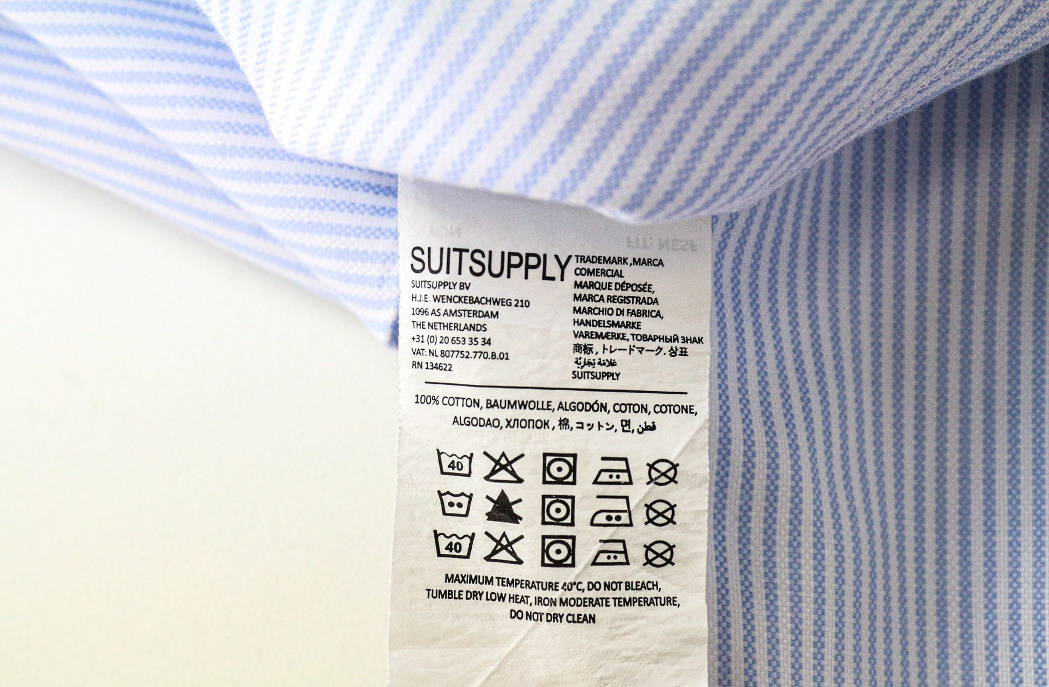 Suitsupply 40/15 3/4 Extra Slim Blue Cotton Cutaway Striped 78966 Size 40R - 6 Thumbnail