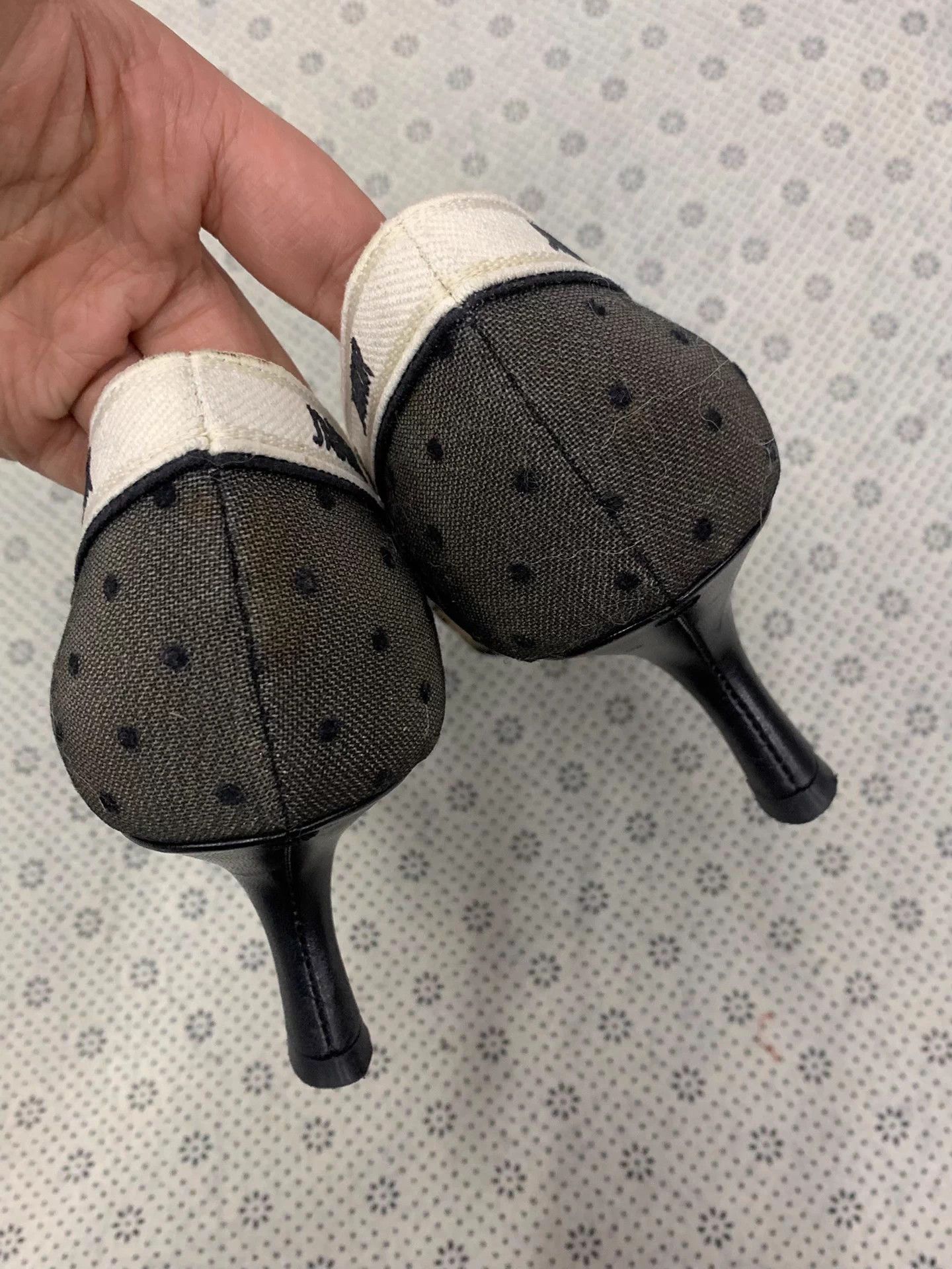 Dior Dior black white logo tulle polka dot kitten heels Size US 8 / IT 38 - 3 Thumbnail
