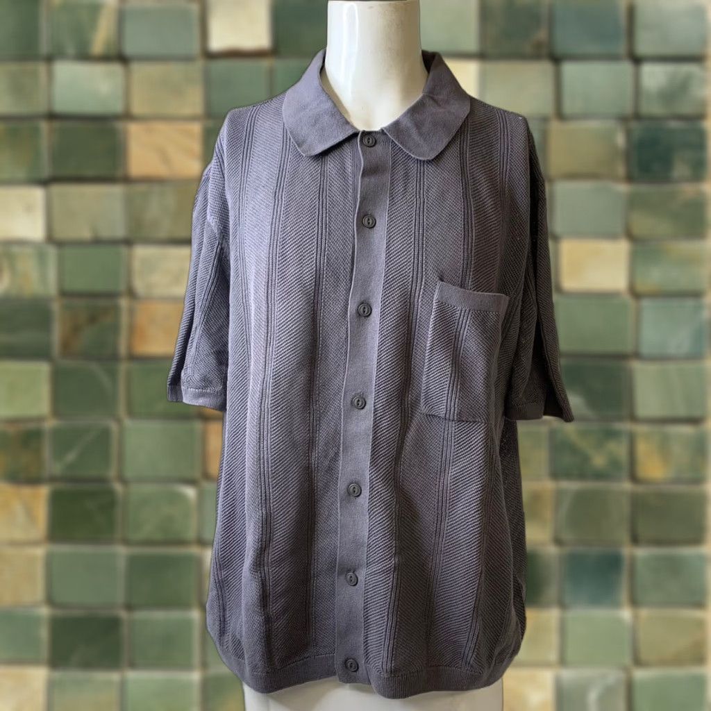 STANDARD CLOTH Shirt Men's XL Dark Grey Textured Stitch Polo