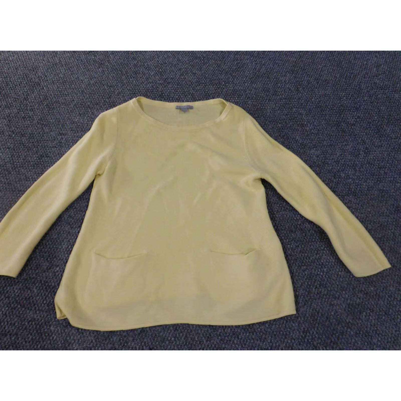 Cos COS Sweater Women XS Yellow Pullover Knit Pockets Stretch Cotton Raglan Sleeve Round Neck Casual Modern -Mens? Size XS / US 0-2 / IT 36-38 - 3 Thumbnail