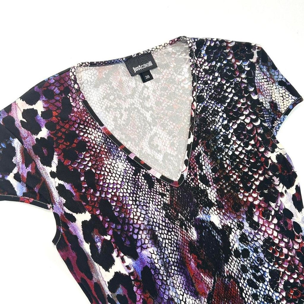 Cavalli animal print short sleeve bodycon dress