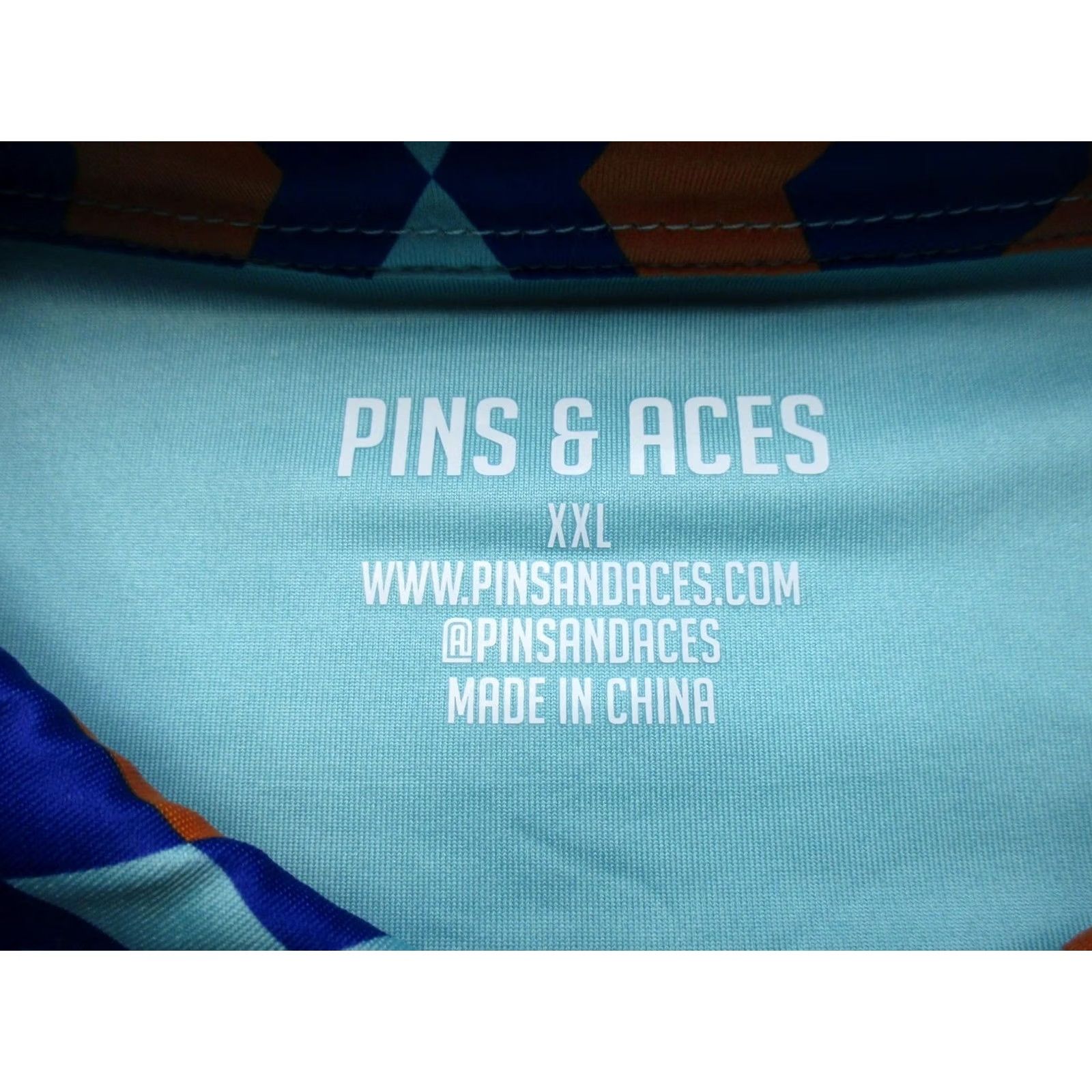 Vintage Pins & Aces Golf Polo Shirt Mens 2XL Blue Geometric Aztec Performance Stretch Size US XXL / EU 58 / 5 - 3 Thumbnail
