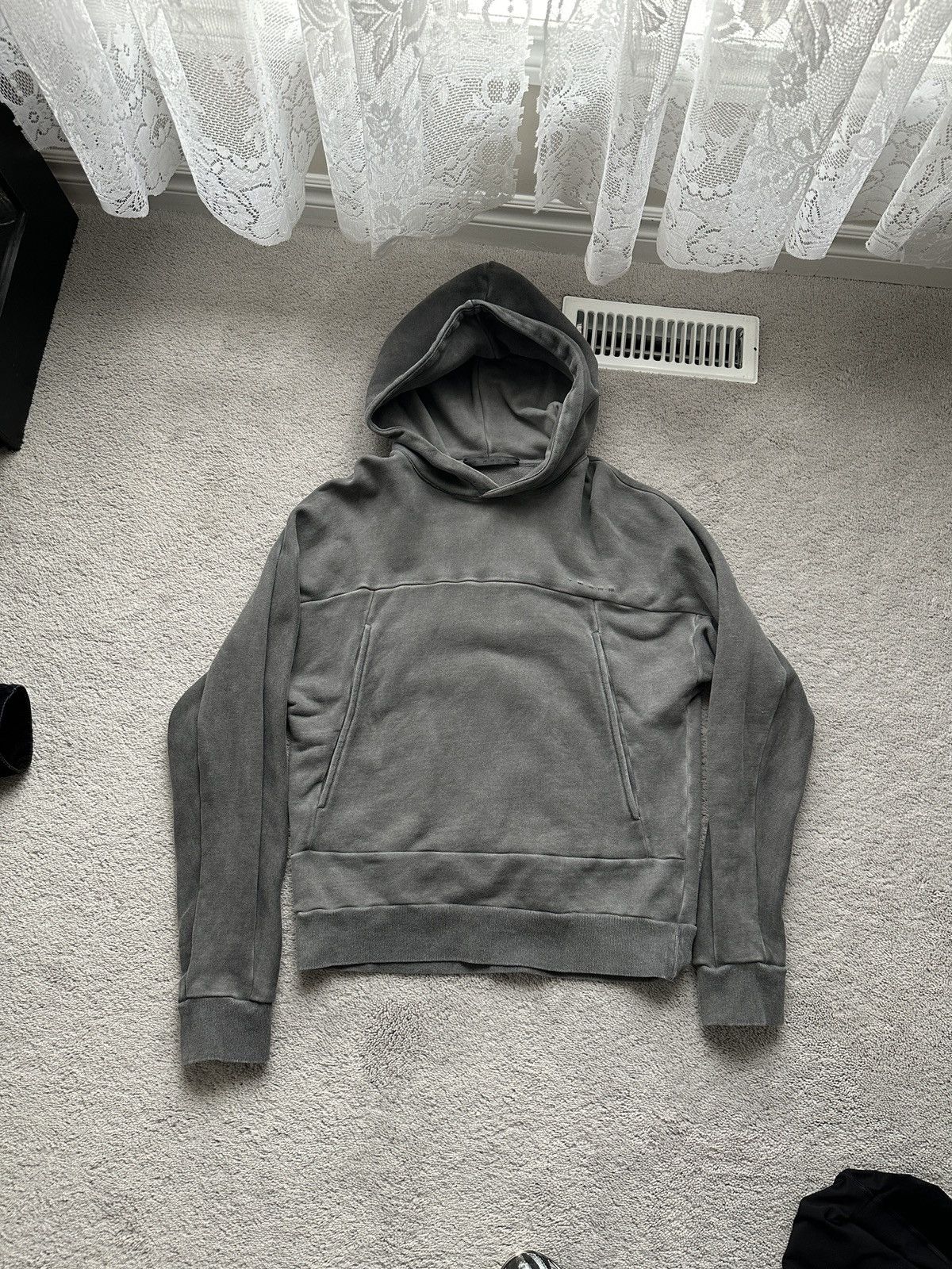 image of Unsound Rags x Who Is Jacov Jacov Object Dyed Heavy Thick Cotton Hoodie Medium in Grey, Men's