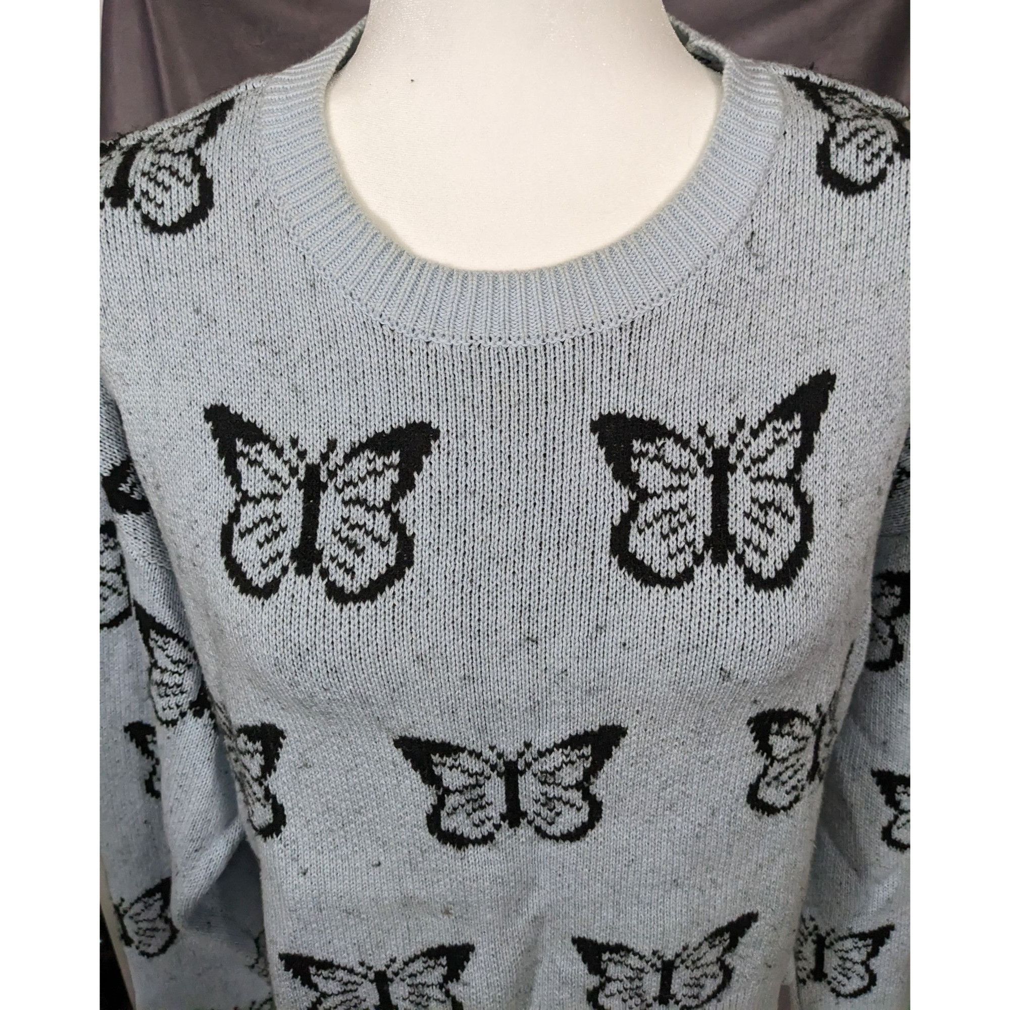 Pacsun Retro PacSun LA Hearts Butterfly Cropped Sweater Size S / US 4 / IT 40 - 8 Thumbnail