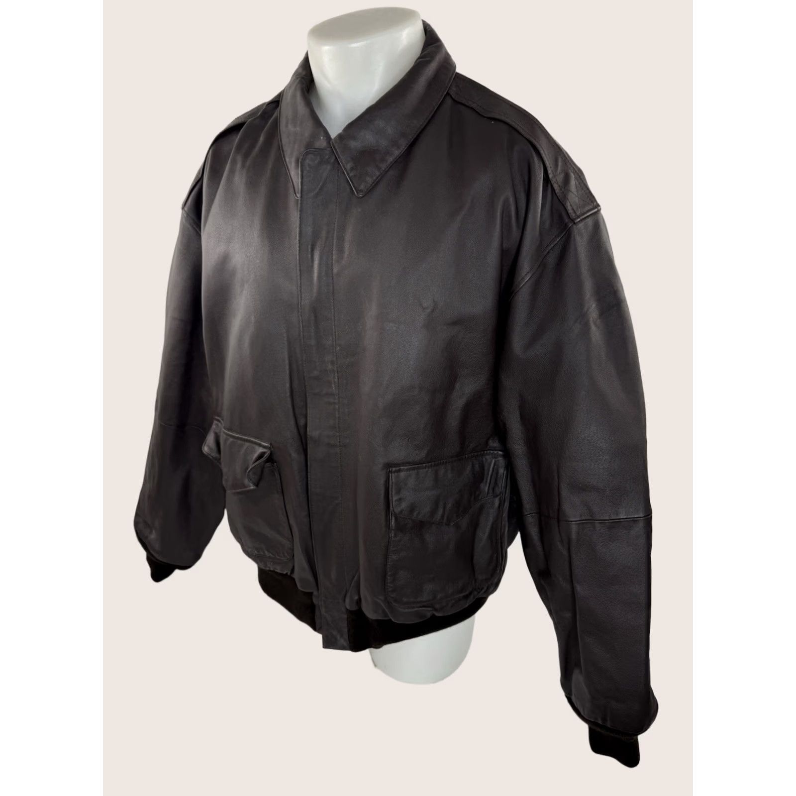 Vintage AIRBORNE - Leather Bomber XXL Jacket - Brown - Mens Size US XXL / EU 58 / 5 - 1 Thumbnail