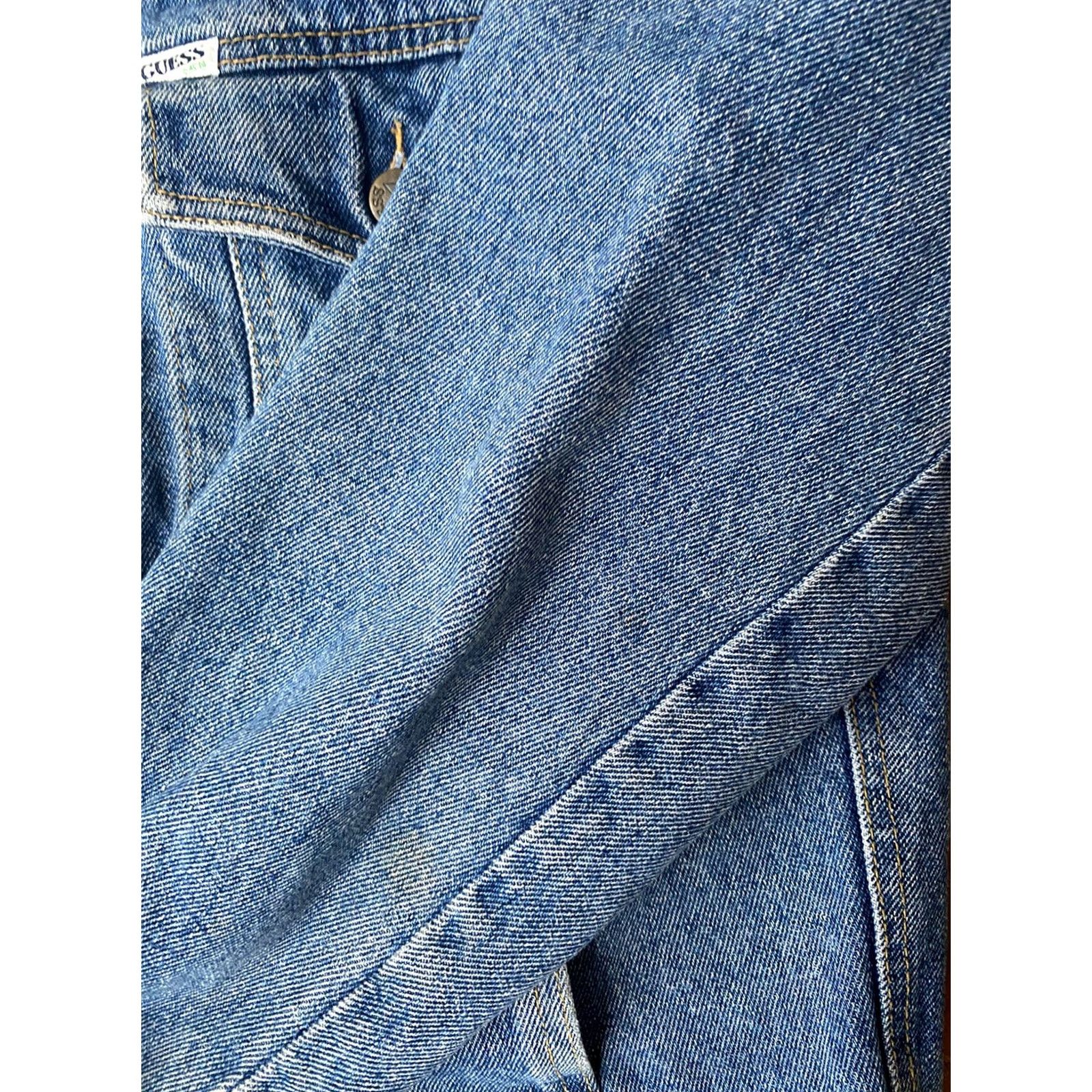 Guess VINTAGE GUESS Denim Jacket USA Made Trucker Jacket Small Mens Blue Denim Logo Embroidered Pockets Size US S / EU 44-46 / 1 - 5 Thumbnail