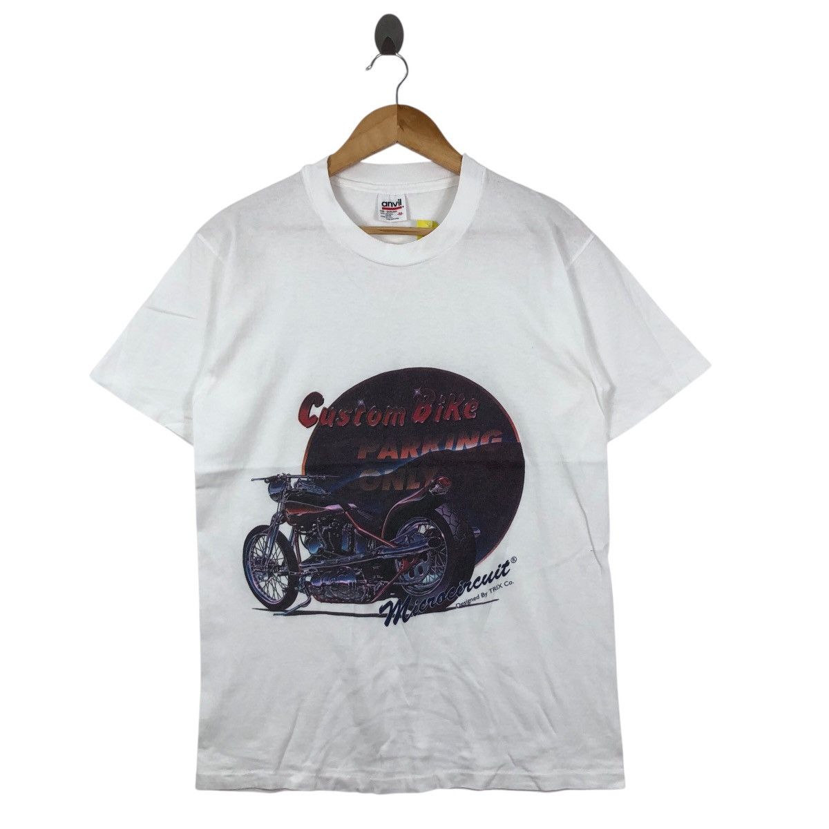 Vintage Vintage 90s Microcircuit By TRIX Co Motorcycle Tee Shirt Size US M / EU 48-50 / 2 - 1 Thumbnail