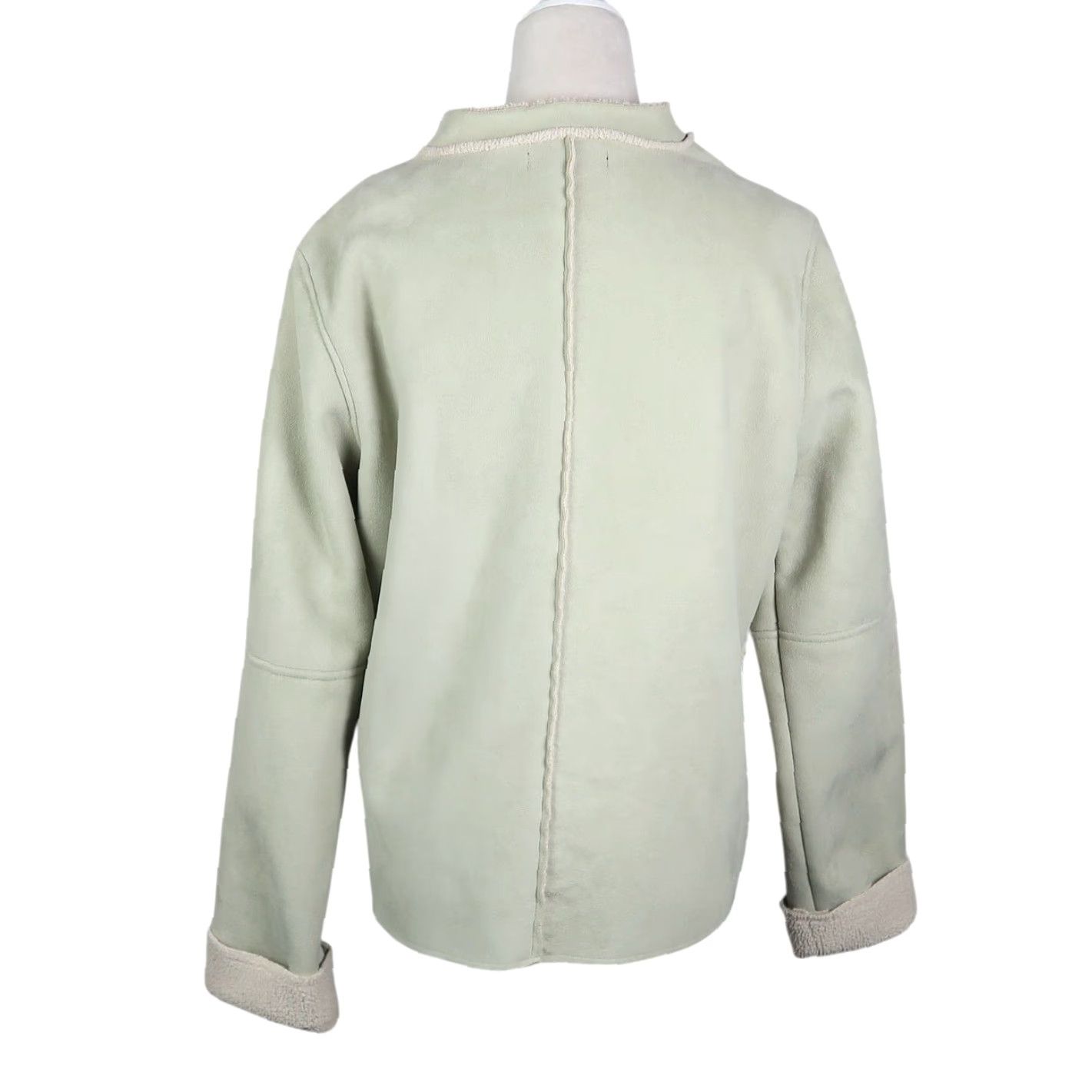 Vintage VINTAGE E Studio Jacket Light Green Faux Suede Sherpa Fleece L Women's Long Sleeve Button Front 90s 90s Casual Size L / US 10 / IT 46 - 4 Thumbnail