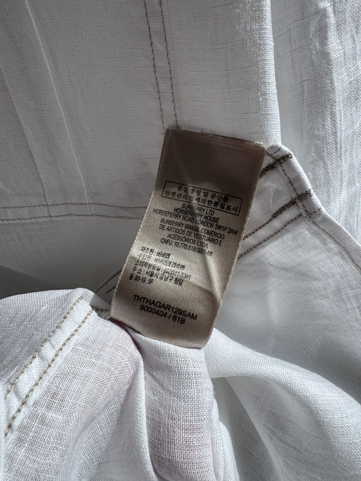 Burberry Burberry Brit White Linen Long Sleeve Pocket Shirt Luxury Size US M / EU 48-50 / 2 - 11 Thumbnail