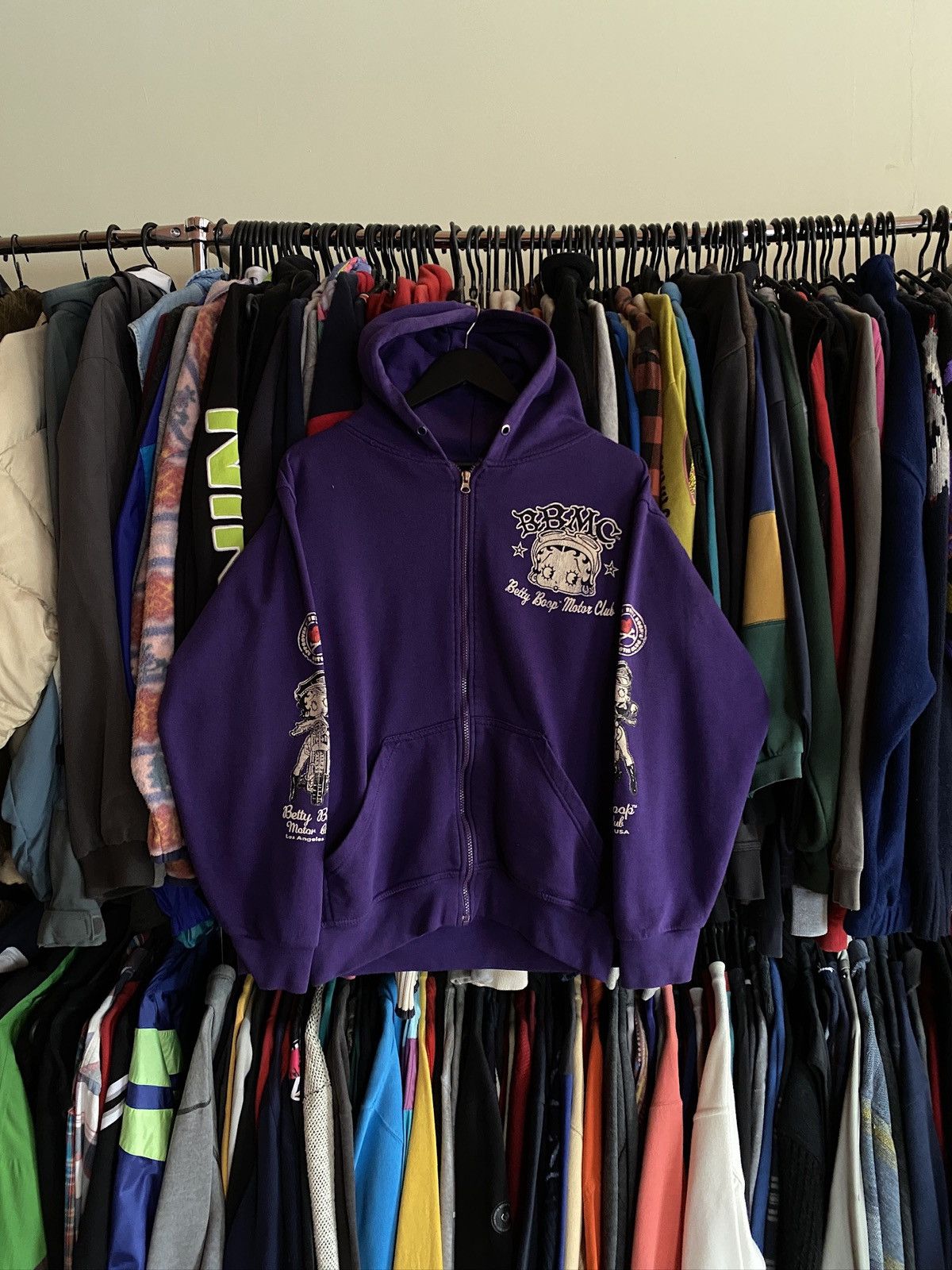 Vintage VINTAGE BETTY BOOP MOTO RACING FLAME HOODIE Size US M / EU 48-50 / 2 - 3 Thumbnail