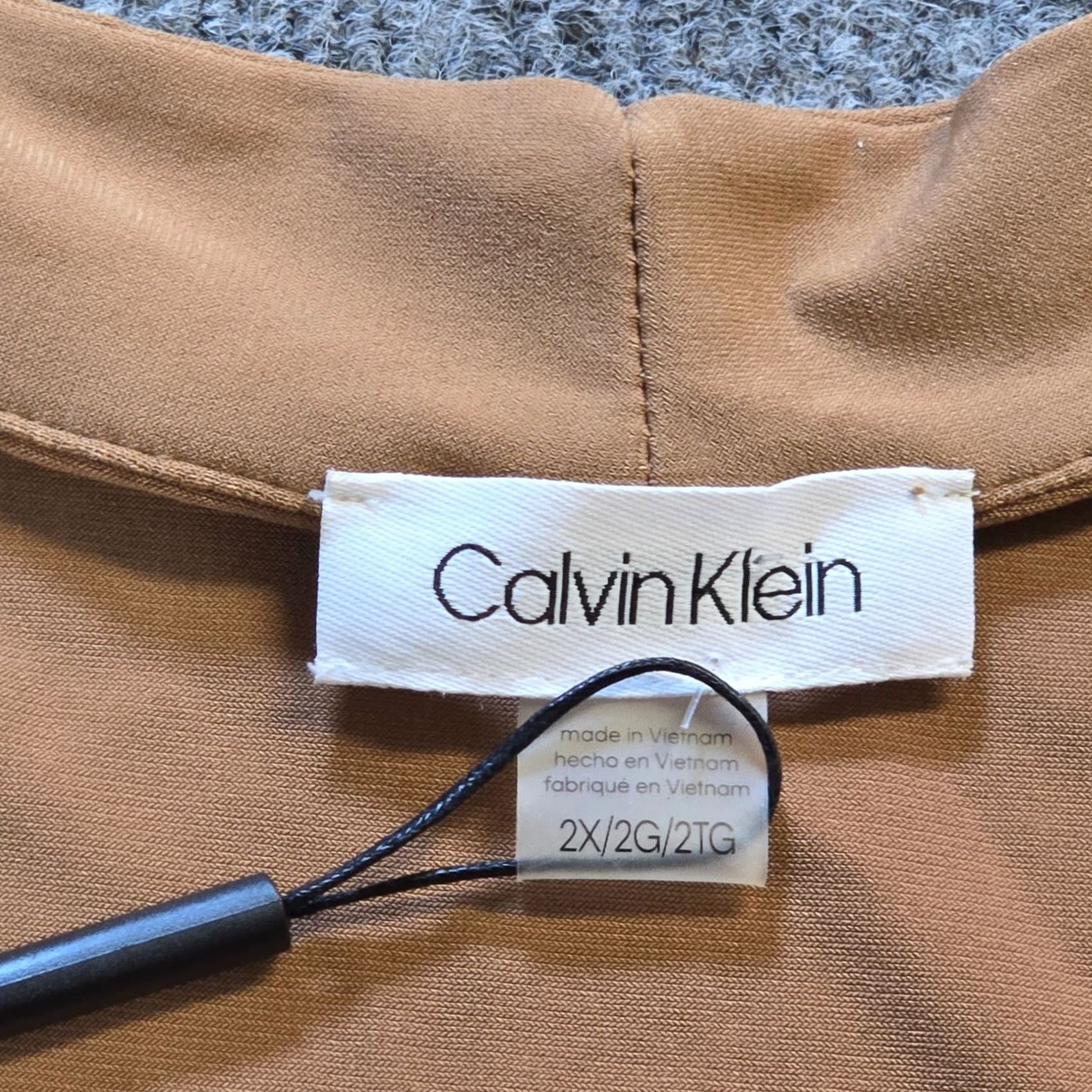 Calvin Klein Calvin Klein Tank Womens 2X Brown Stretch Sleeveless V-Neck Casual Knit Polyester Tank Top Layer Basic Size XXL / US 16-18 / IT 52-54 - 3 Thumbnail