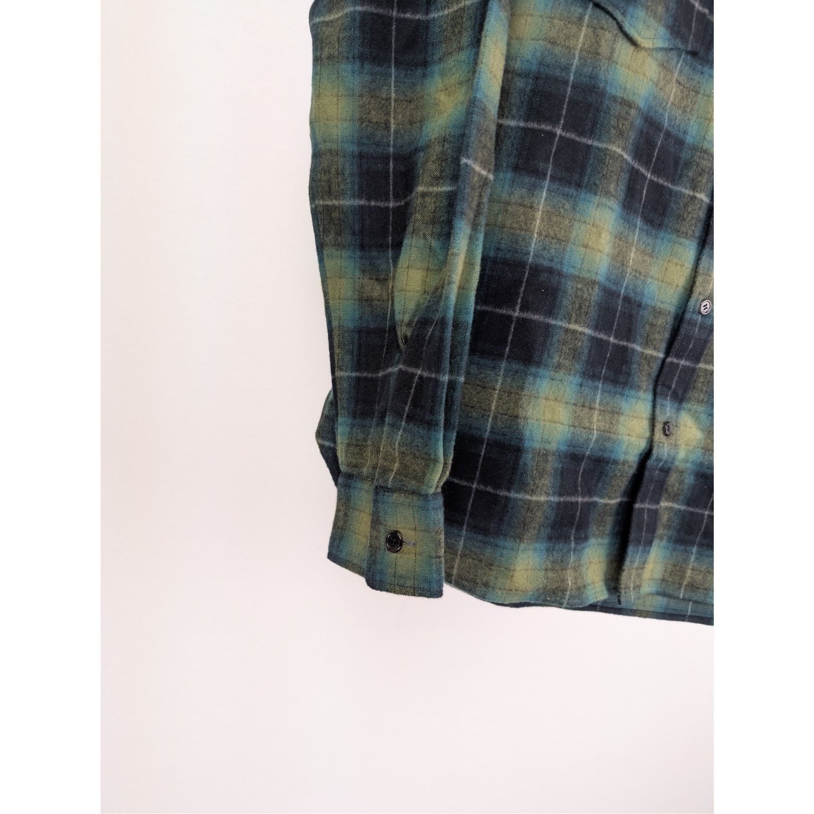Saint Laurent Paris o1rshd1 Check Print Checked Cotton-Flannel Shirt Black/Green Size US L / EU 52-54 / 3 - 6 Thumbnail