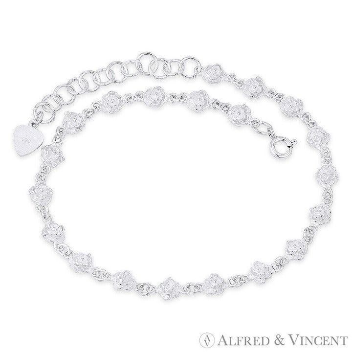 Other Petaled Rose Flower Charm & Ring Link Chain Anklet Size ONE SIZE - 1 Preview