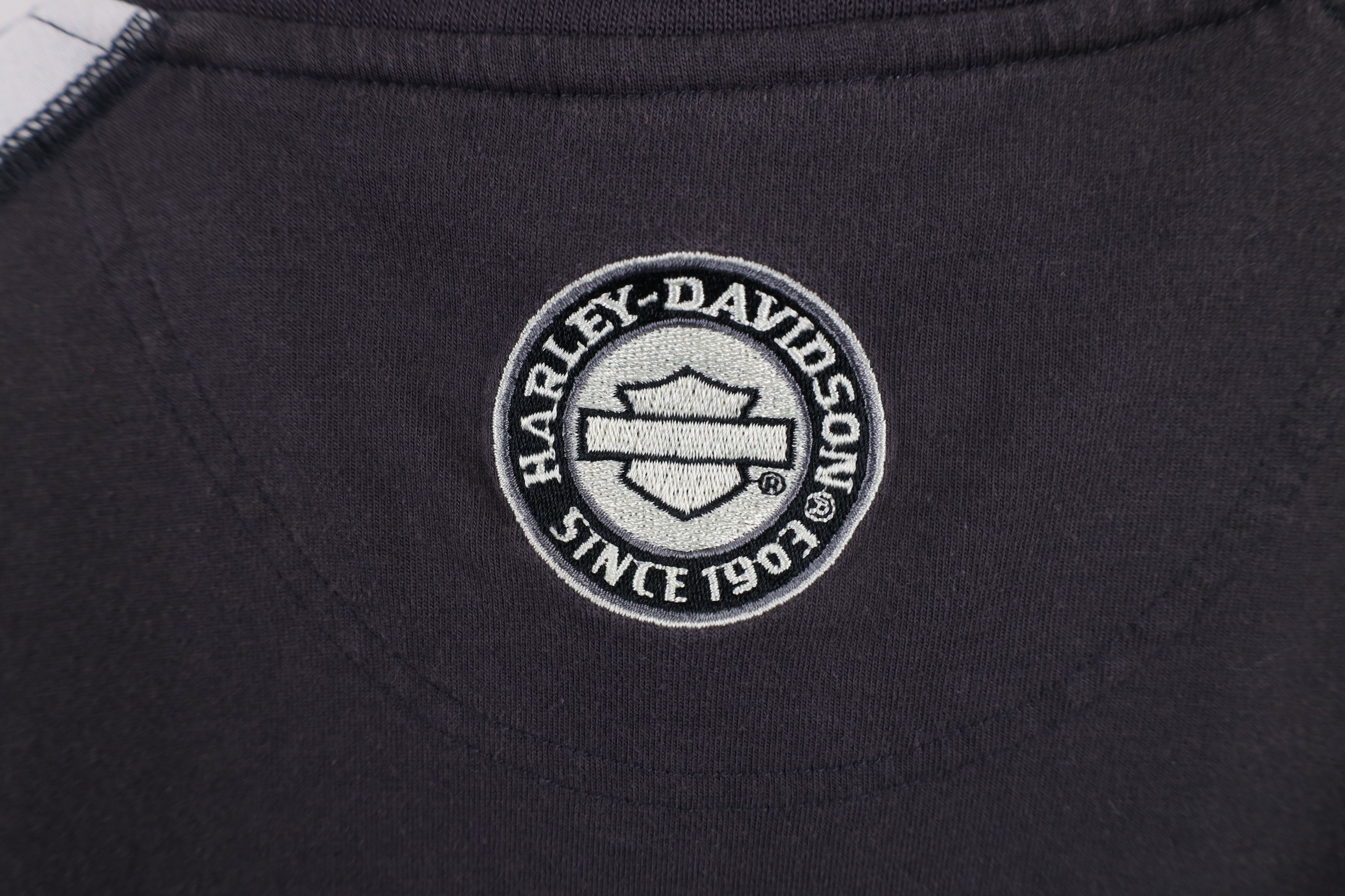 Harley Davidson × Vintage Vintage 90s Y2K Harley Davidson Baseball Henley T-Shirt Gray Size US XXL / EU 58 / 5 - 11 Thumbnail