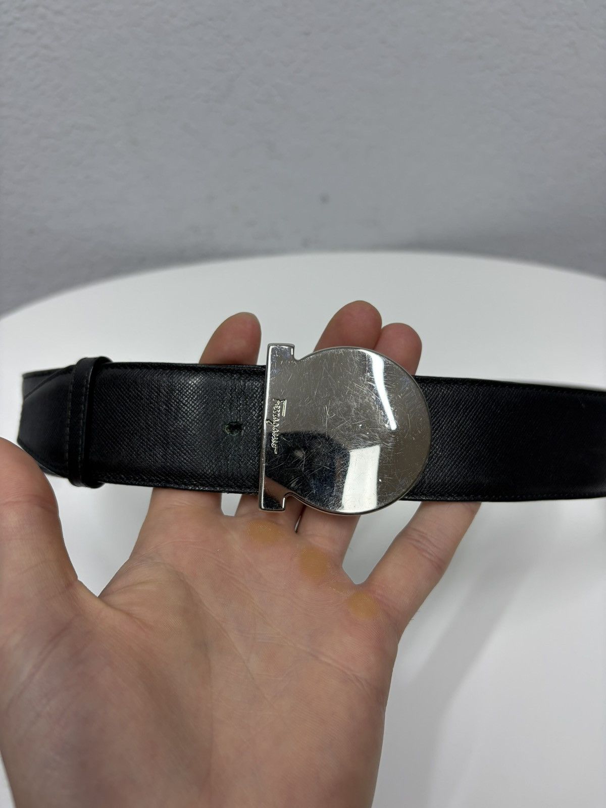 Salvatore Ferragamo Salvatore Ferragamo Leather Belt Silver Buckle Prada Style Size ONE SIZE - 6 Thumbnail