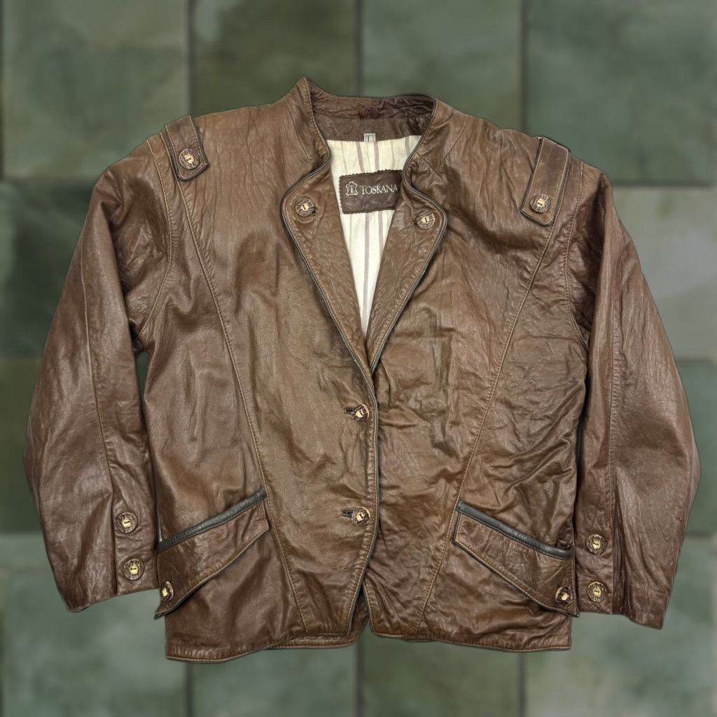 Vintage VINTAGE Toskana Leather Jacket Men Jacket L Brown Bomber 80s 90s Styled Size US L / EU 52-54 / 3 - 1 Thumbnail