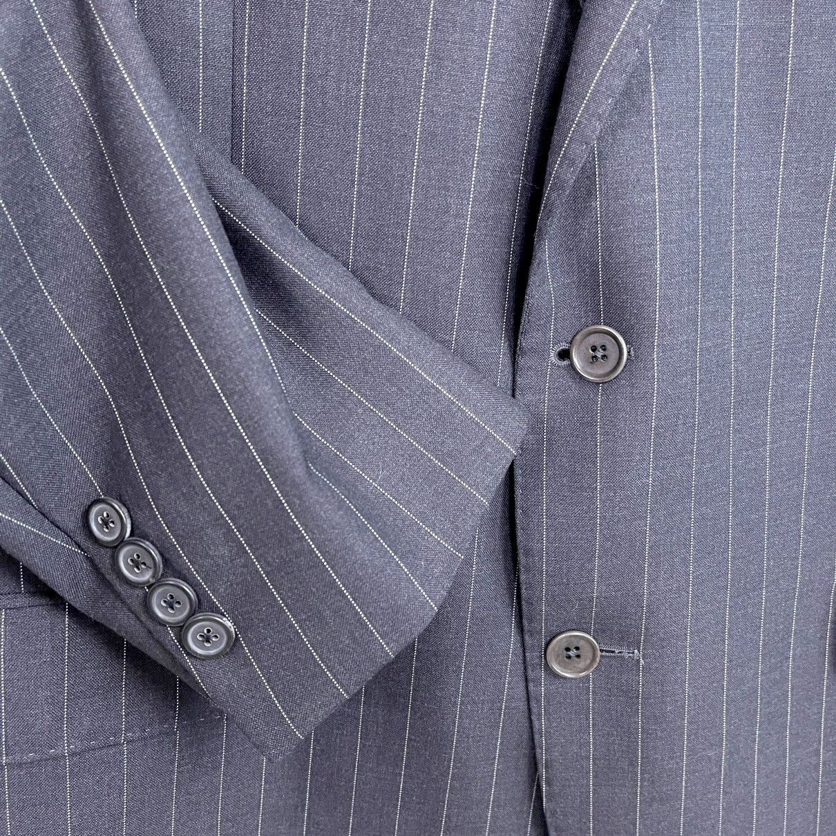 Samuelsohn Samuelsohn Wool Beckett 120s Suit Charcoal Stripe Mens 42R Size 42R - 4 Thumbnail