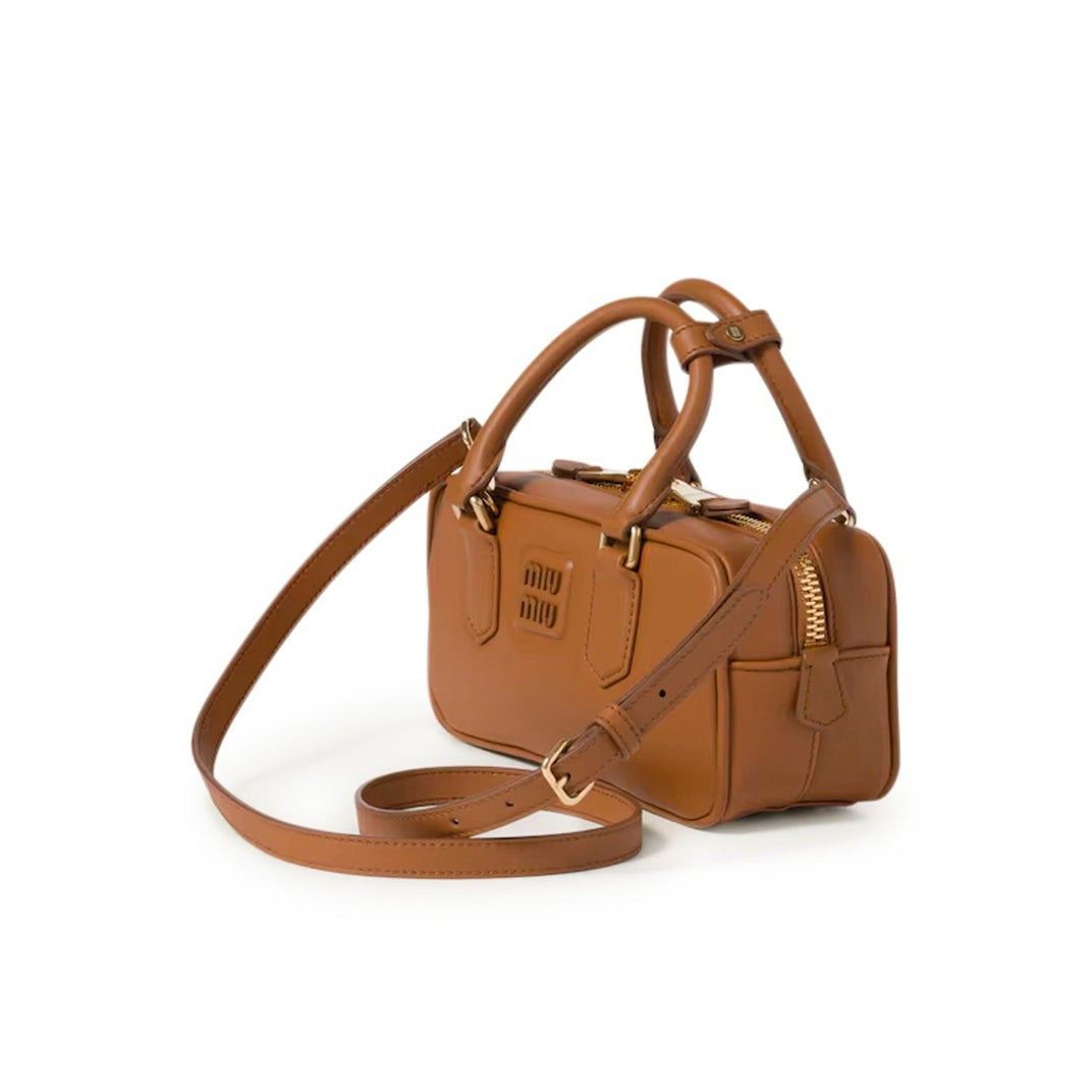 Miu Miu MIU MIU Arcadie Regular $3150 Cognac Leather Top Handle Bag Size ONE SIZE - 3 Thumbnail