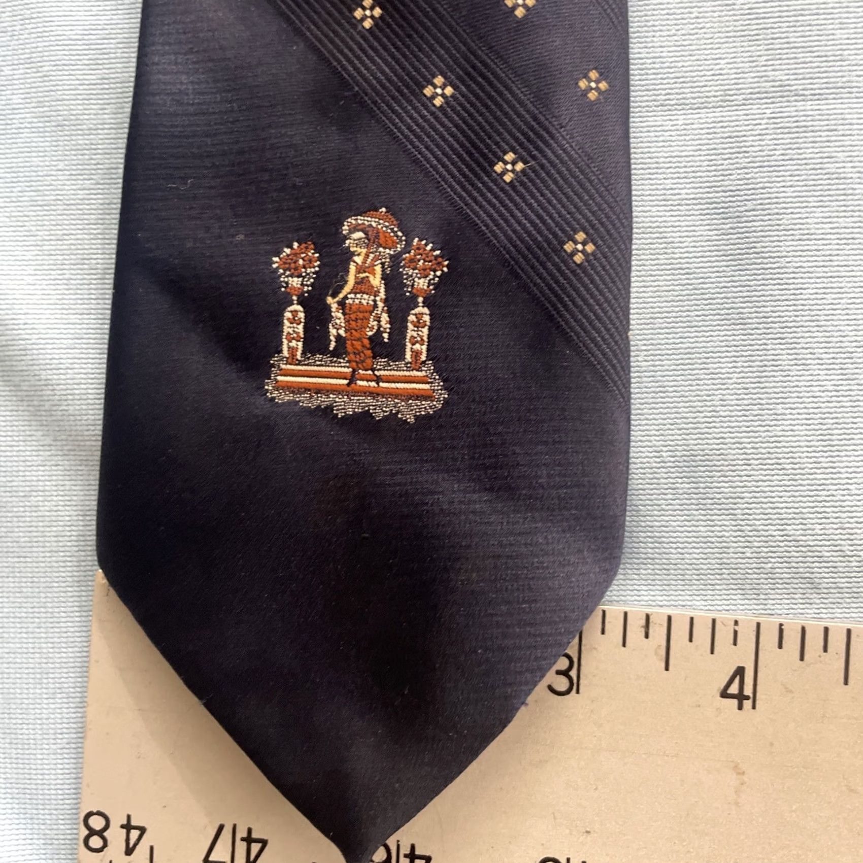 Vintage VINTAGE Art Deco Necktie Flapper Woman Medallion Roaring 20s Blue Yellow 3.2x61 Capsule Art Neckwear Men Tie Size ONE SIZE - 6 Thumbnail