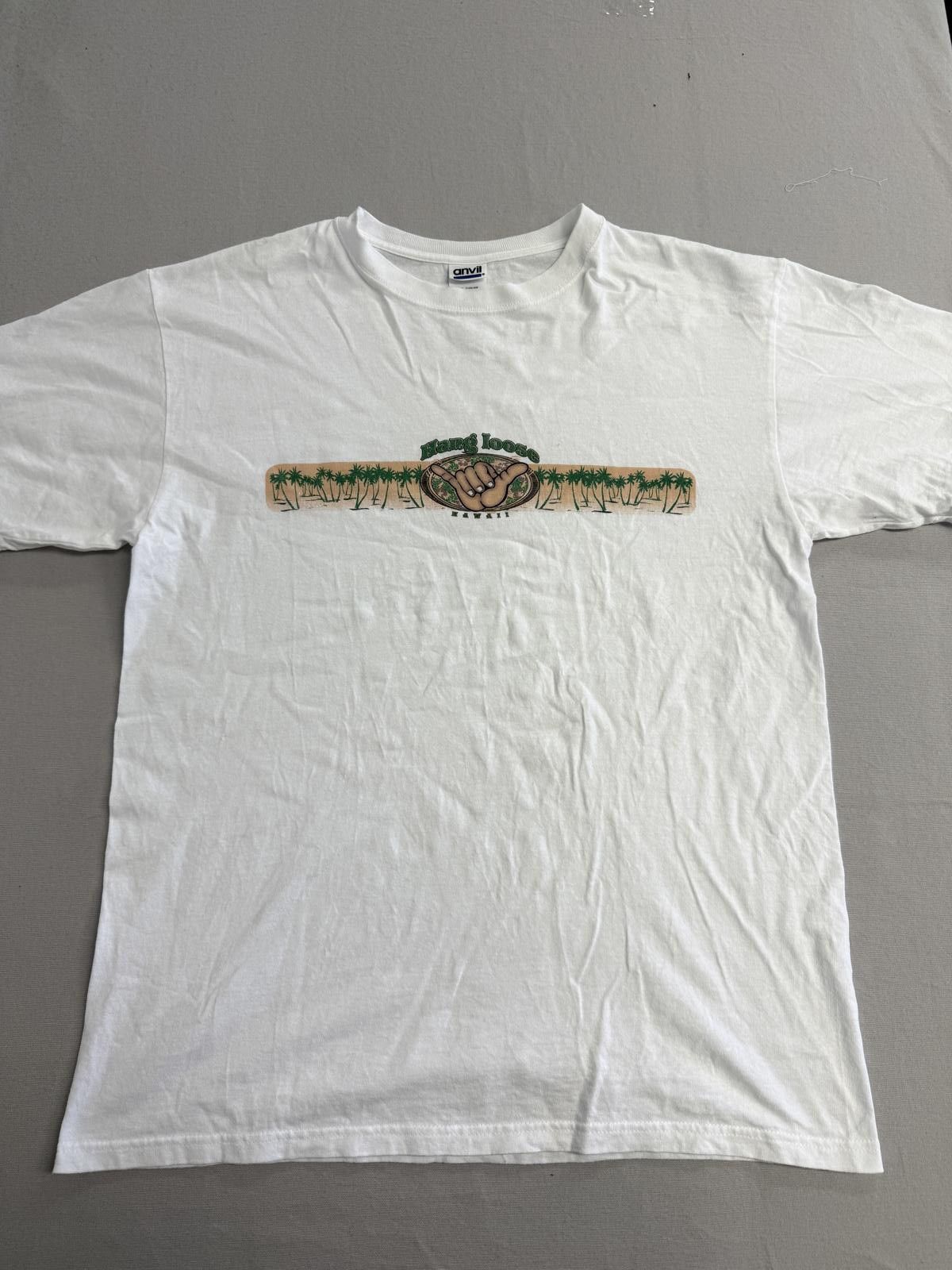 Anvil Y2K Hang Loose Surf T-shirt Shaka Palm Tree Front Hit - L Size US L / EU 52-54 / 3 - 1 Thumbnail