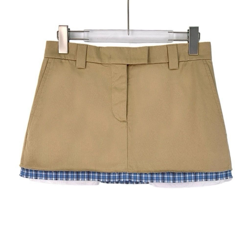 Miu Miu Miu Miu 24 Brown Logo Letter Embroidered Cotton Skirt Size 25" / US 0 / IT 36 - 1 Thumbnail