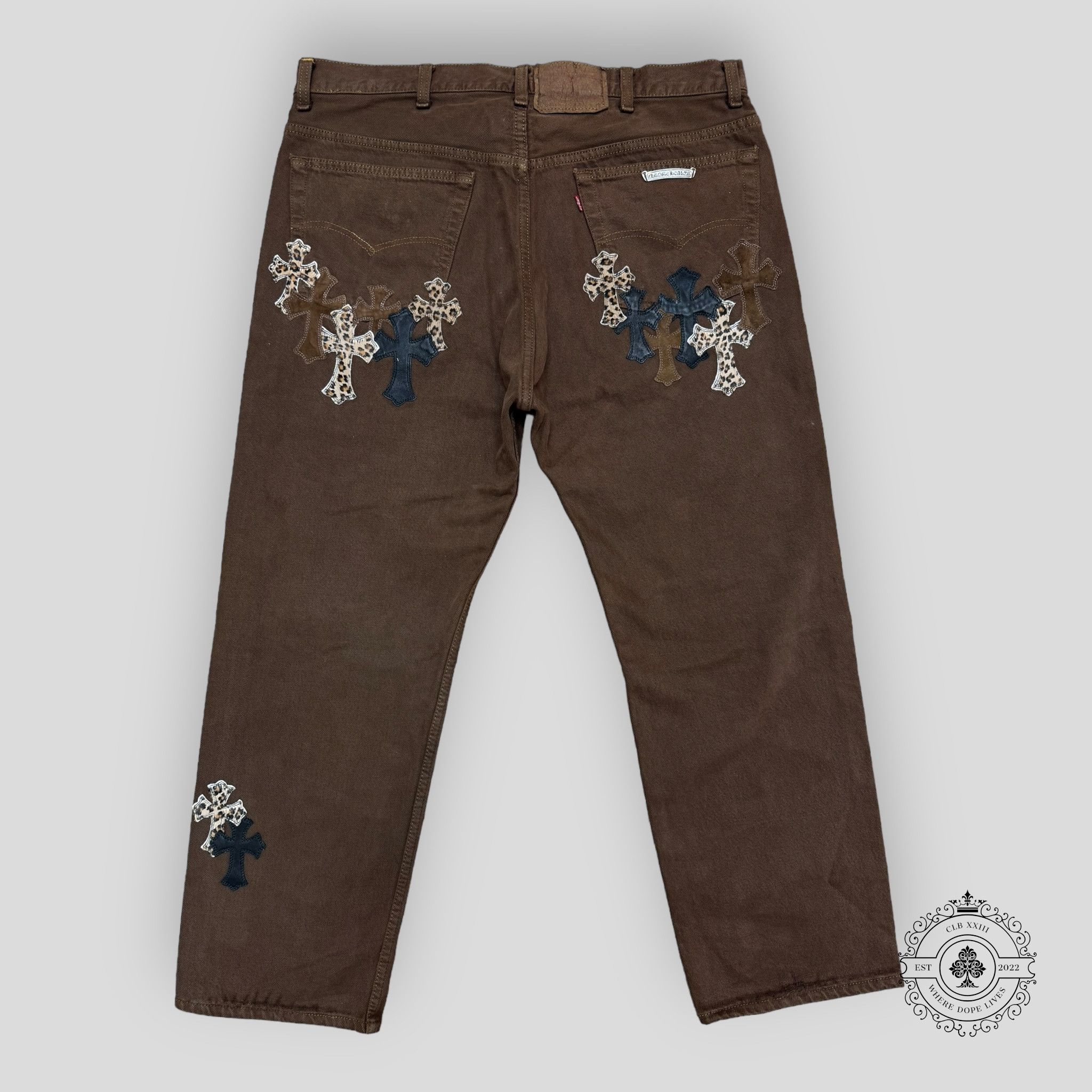 Chrome Hearts Chrome Hearts Brown Leopard Cross Patch Jeans Size US 36 / EU 52 - 2 Thumbnail