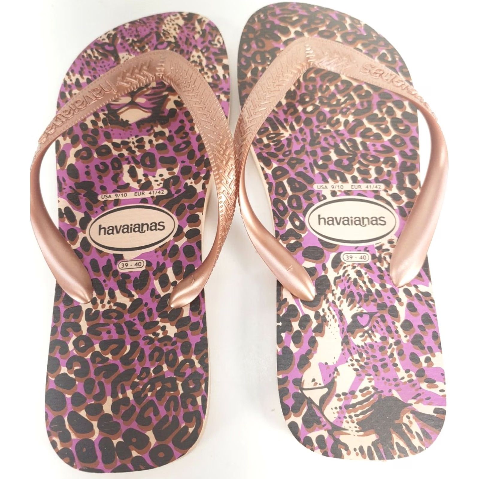 Vintage Havaianas Flip Flop Sandal Thong Rubber Leopard Cheetah Pink Purple Black Size 9 /10 Womens Pre-owned Vintage: No Size US 9 / IT 39 - 6 Thumbnail